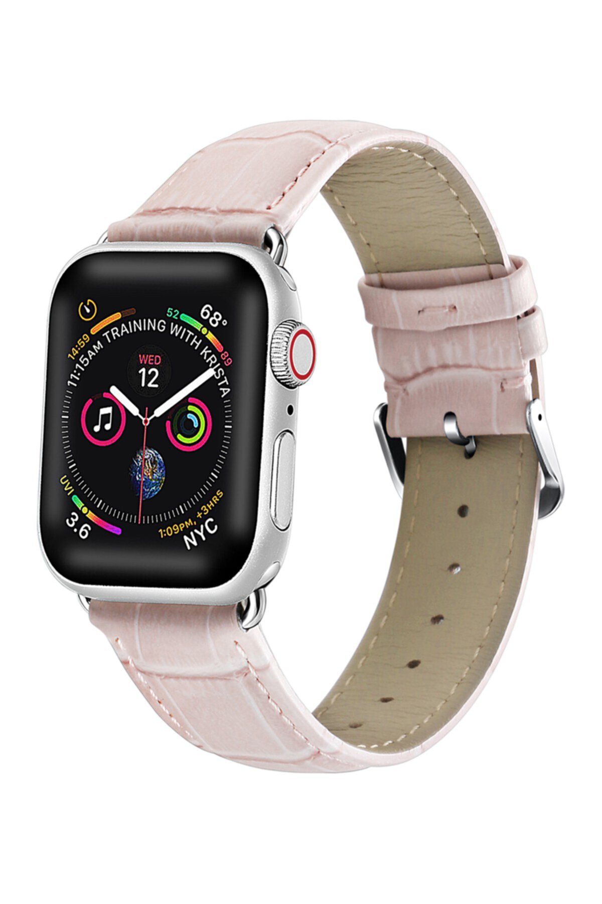 Ремешок 42 мм для Apple Watch 1/2/3/4 розового цвета с тиснением под крокодиловую кожу POSH TECH