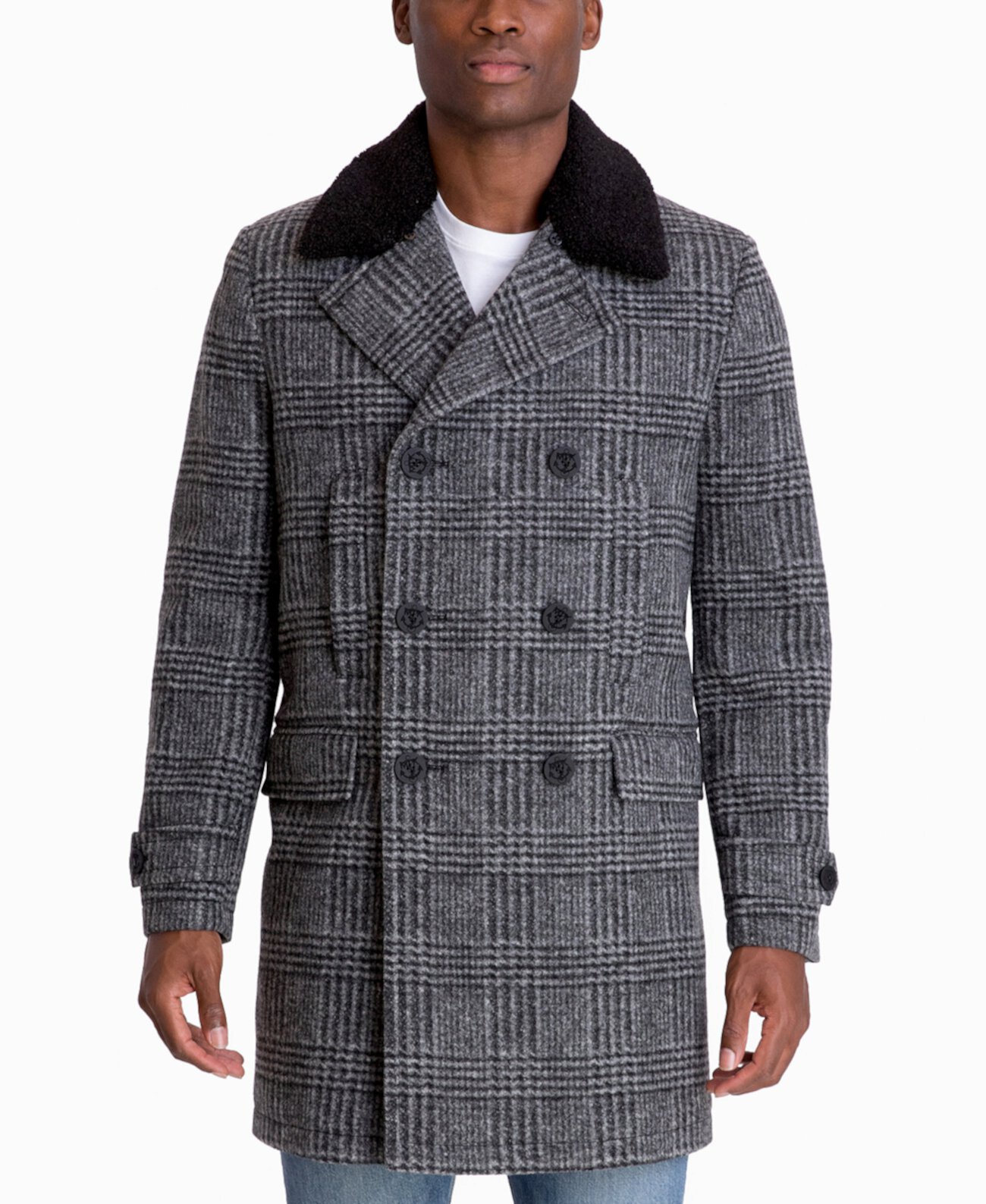 Мужское верхнее пальто в клетку стрейч классического кроя Middlefield Michael Kors