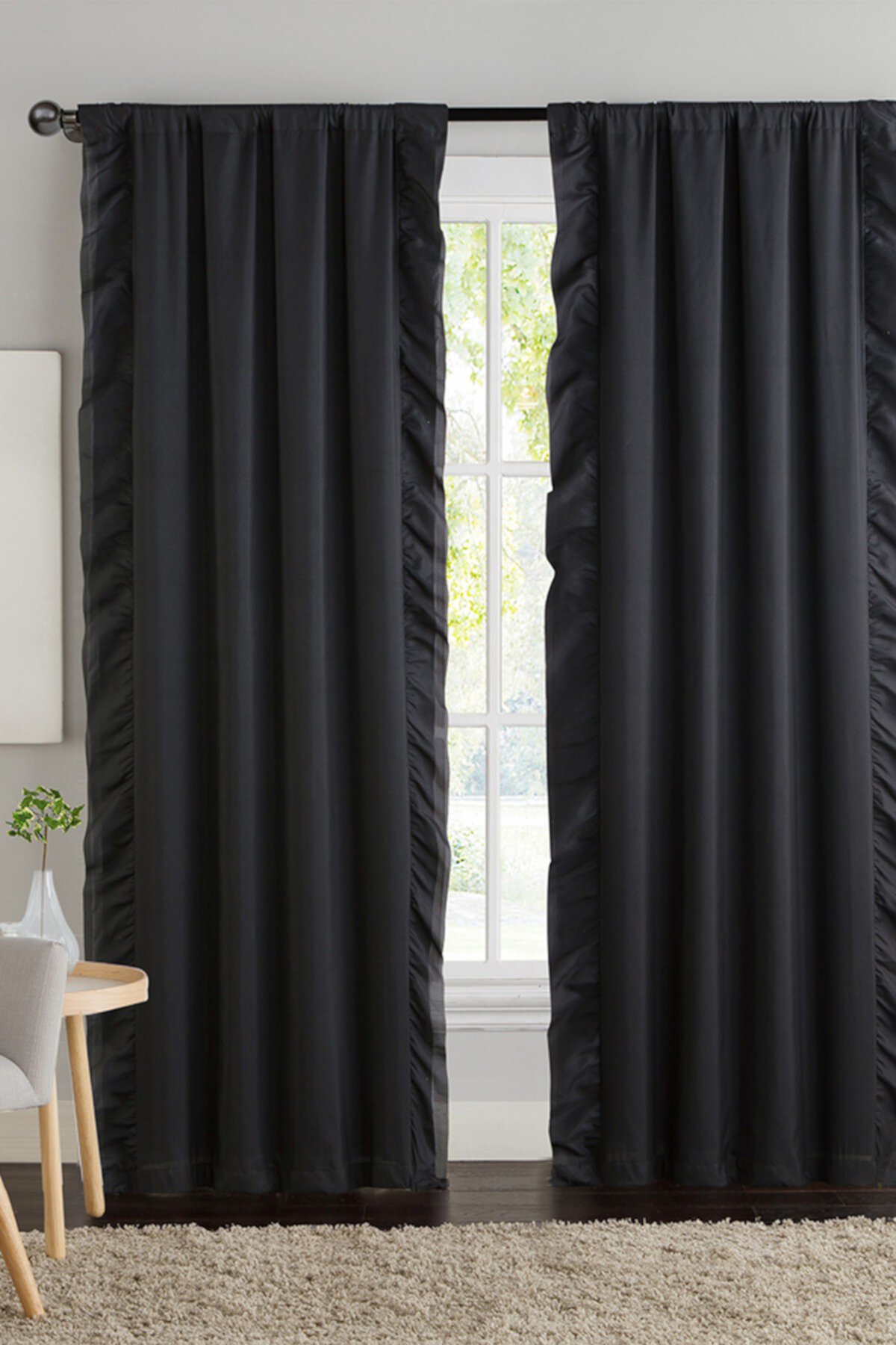 Пара панелей для затемненных штор с рюшами янтарного цвета - черный VCNY HOME