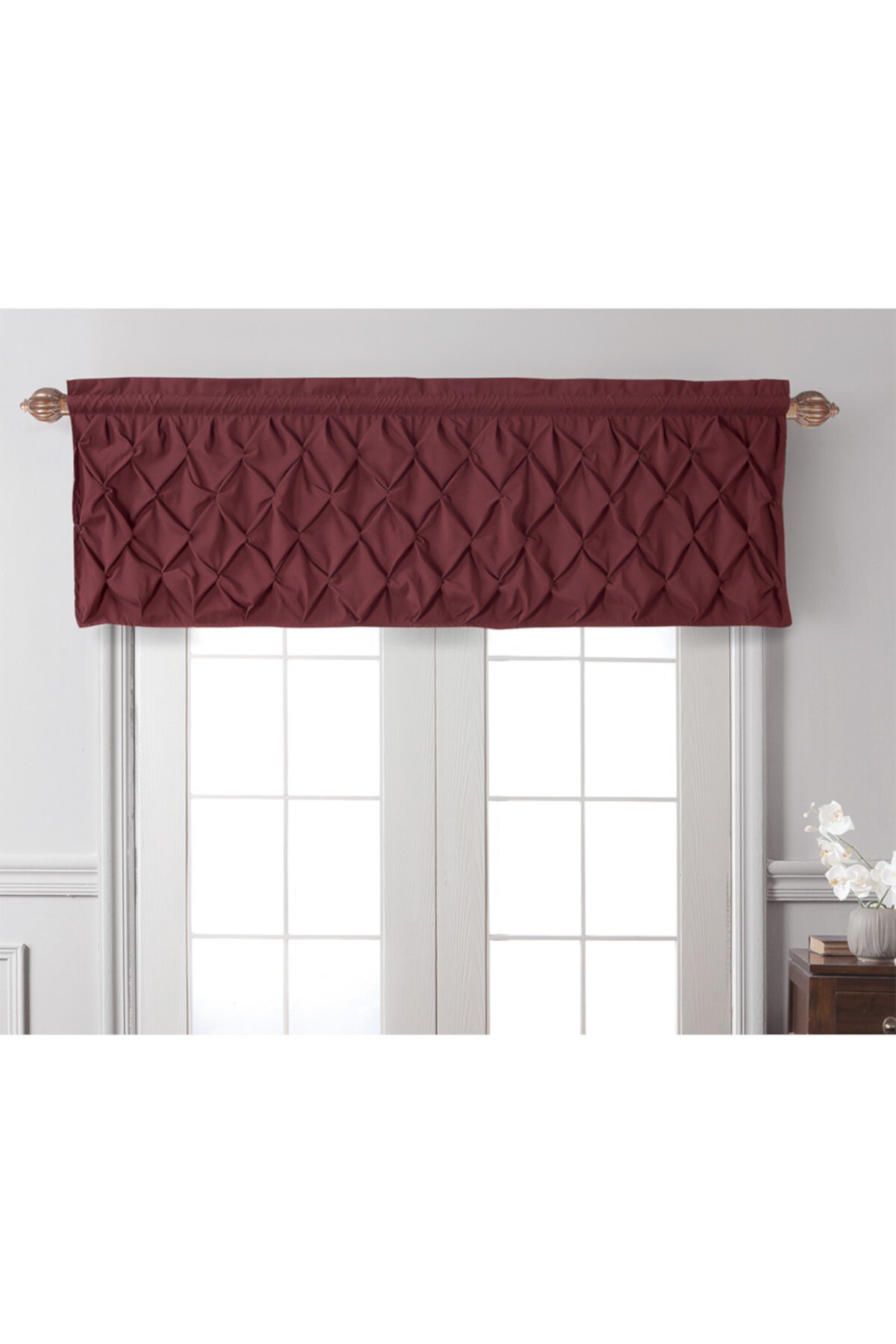 Кармен Solid Pintuck Curtain Valance - Бордовый VCNY HOME