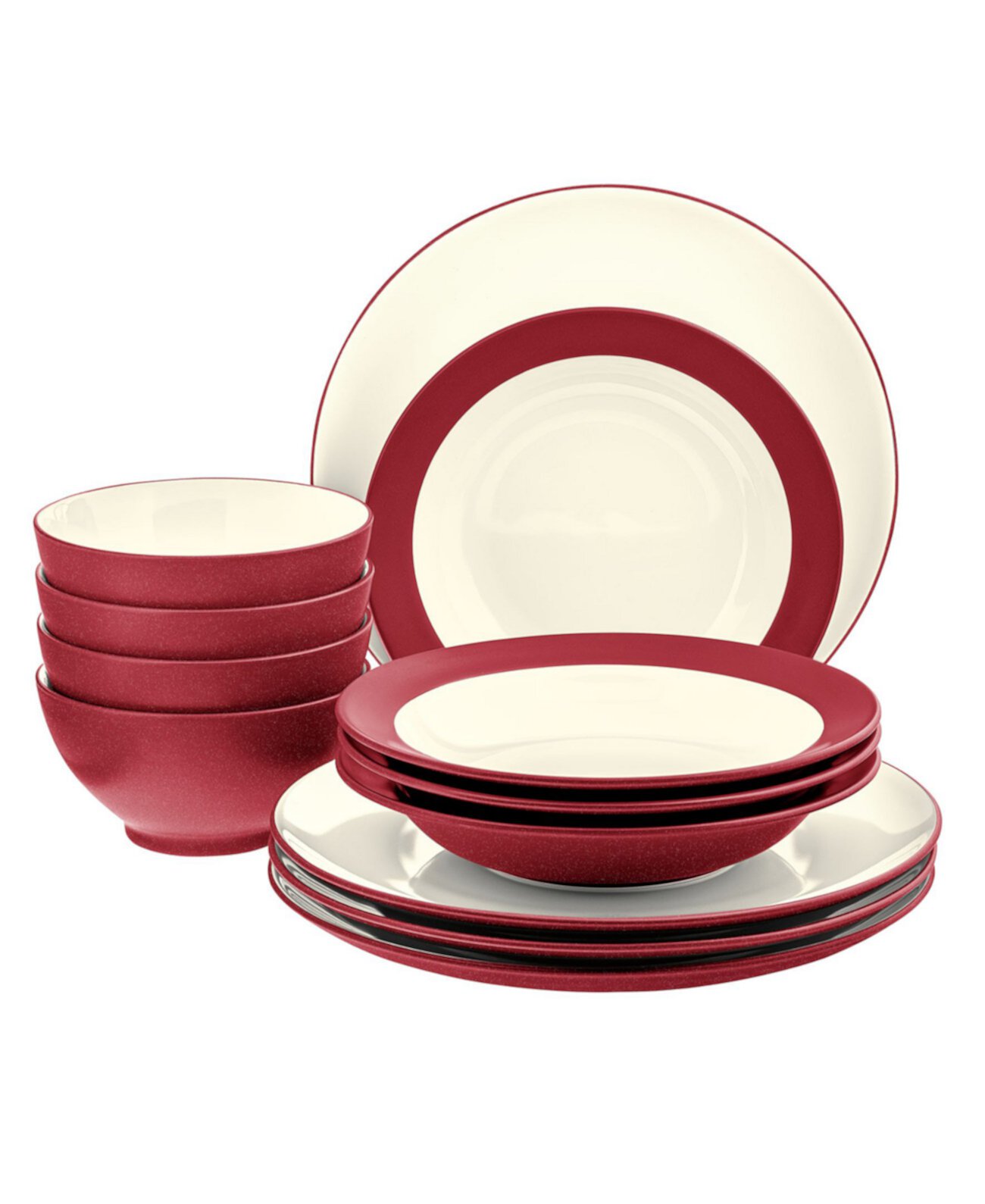 Набор столовой посуды Colorwave Coupe из 12 предметов, сервиз для 4 человек, создан для Macy's Noritake