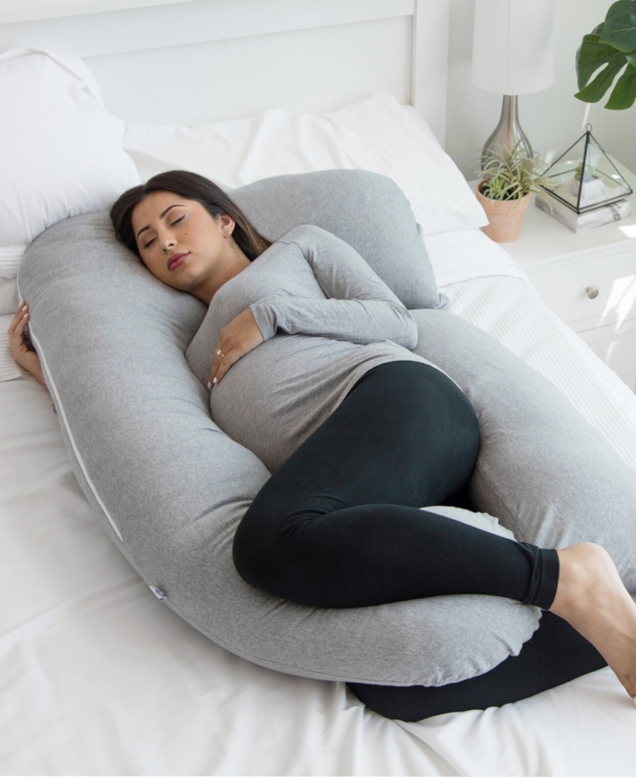 Подушка для всего тела U-образной формы с чехлом из джерси для беременных PharMeDoc