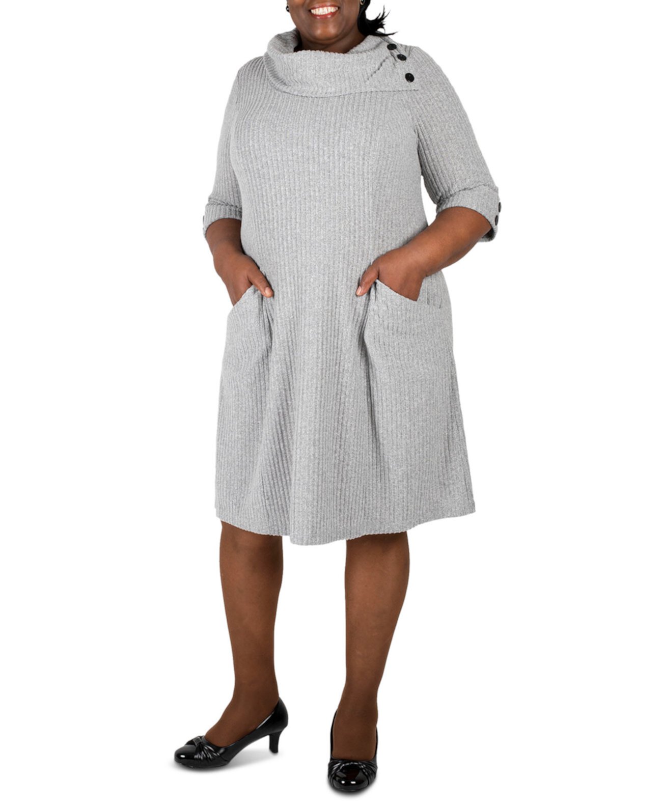 Вязаное платье-свитер больших размеров с хомутом Robbie Bee