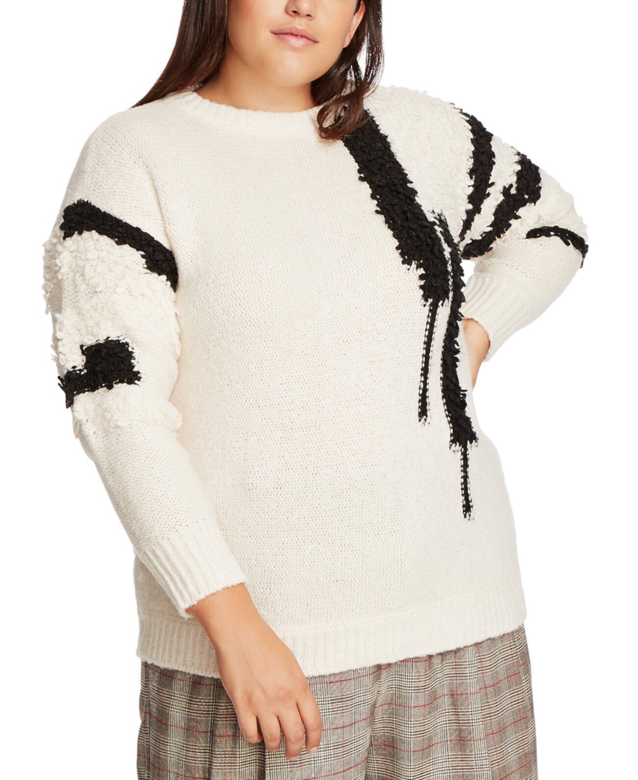 Модный свитер больших размеров с принтом и круглым вырезом 1.STATE