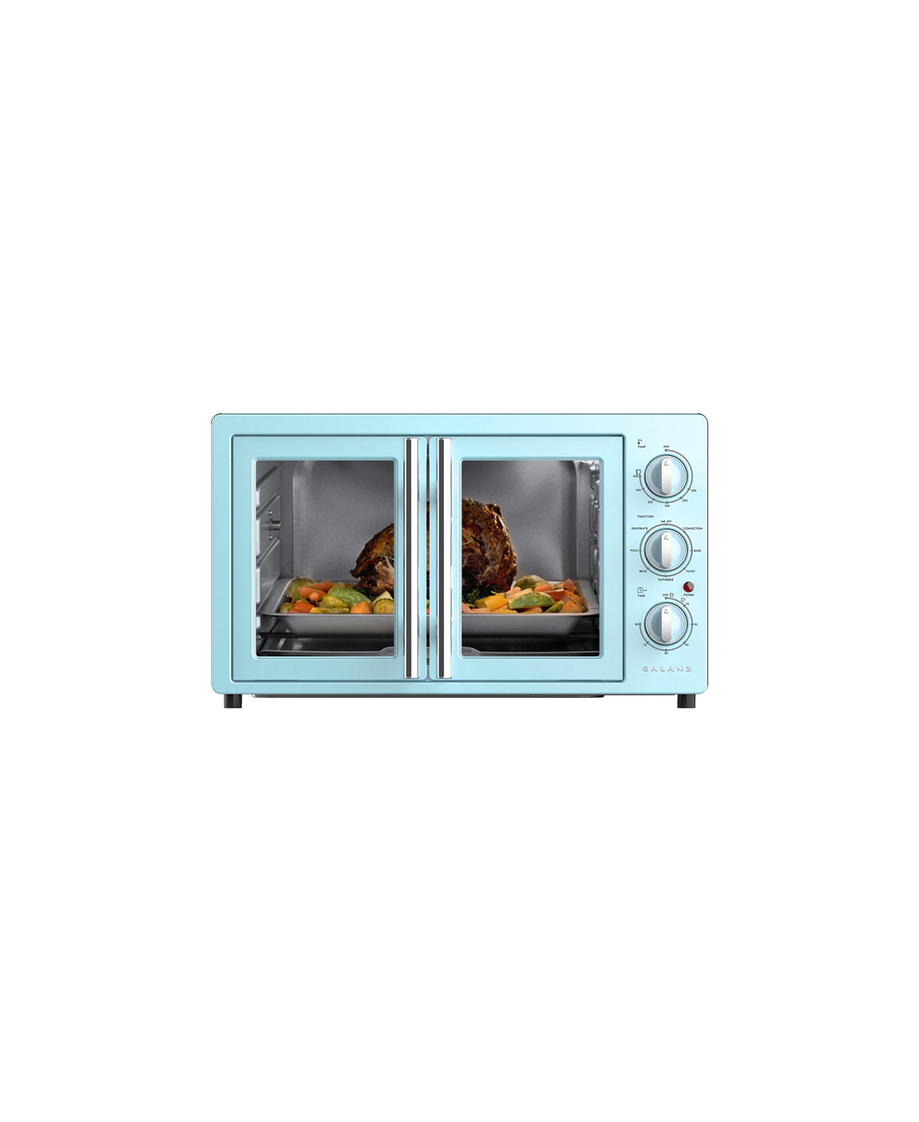 42L Bebop Blue Retro French Door Toaster Oven with Air Fry Galanz