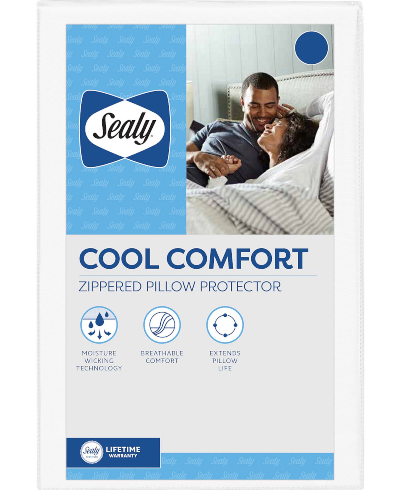 Cooling Comfort Zippered Pillow Protector, King Sealy