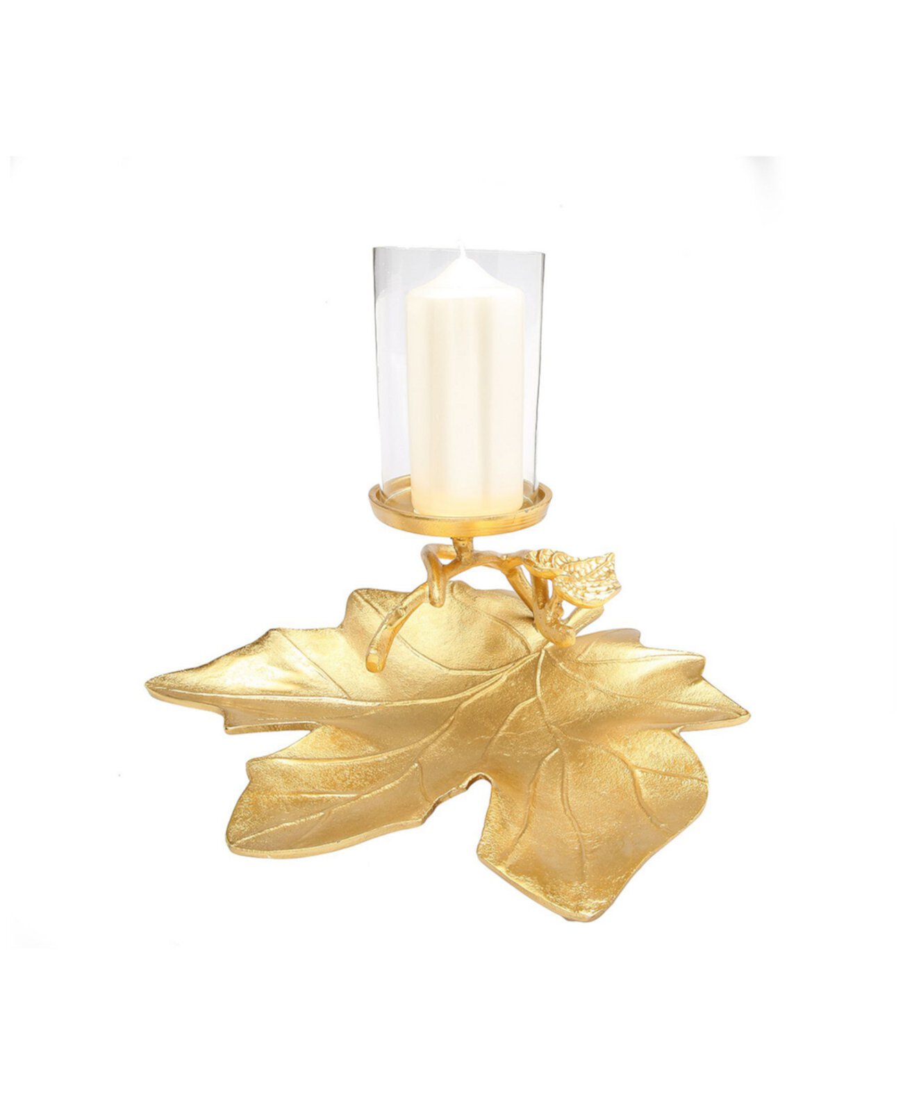 Gold Embossed Leaf Dish with Branched Candle Holder Classic Touch