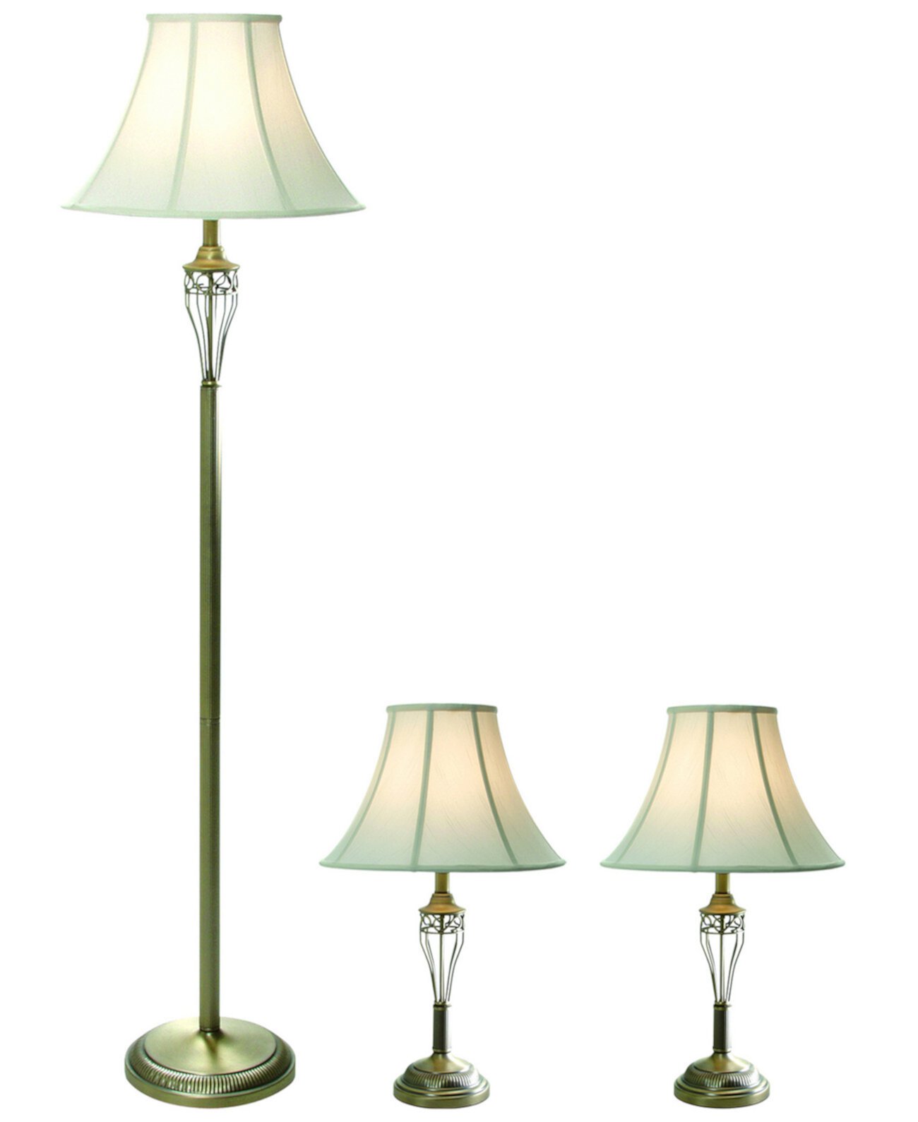 Комплект из трех античных латунных ламп Elegant Designs (2 настольные лампы, 1 торшер) All The Rages