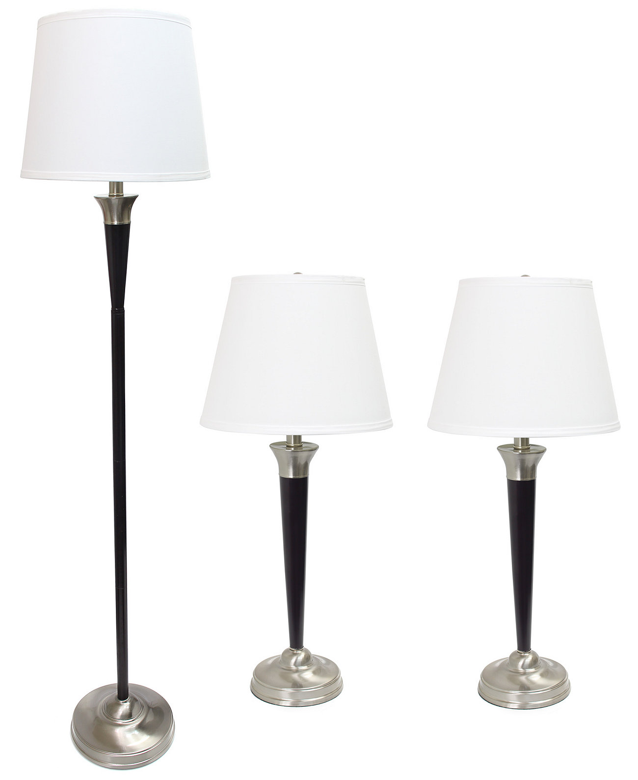 Набор из 3 ламп Elegant Designs Malbec Black и матового никеля (2 настольные лампы, 1 торшер) All The Rages