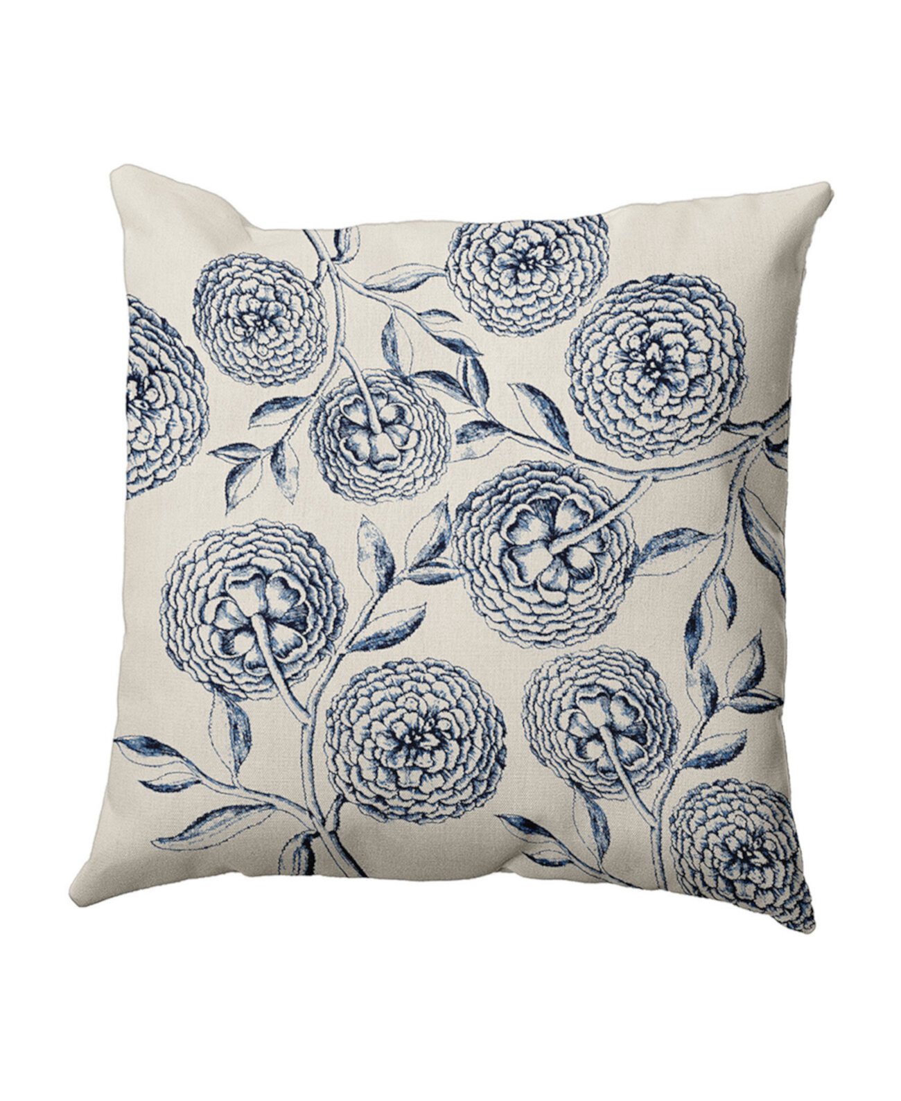 16-дюймовая темно-синяя и синяя декоративная подушка с цветочным рисунком Antique Flowers E by Design