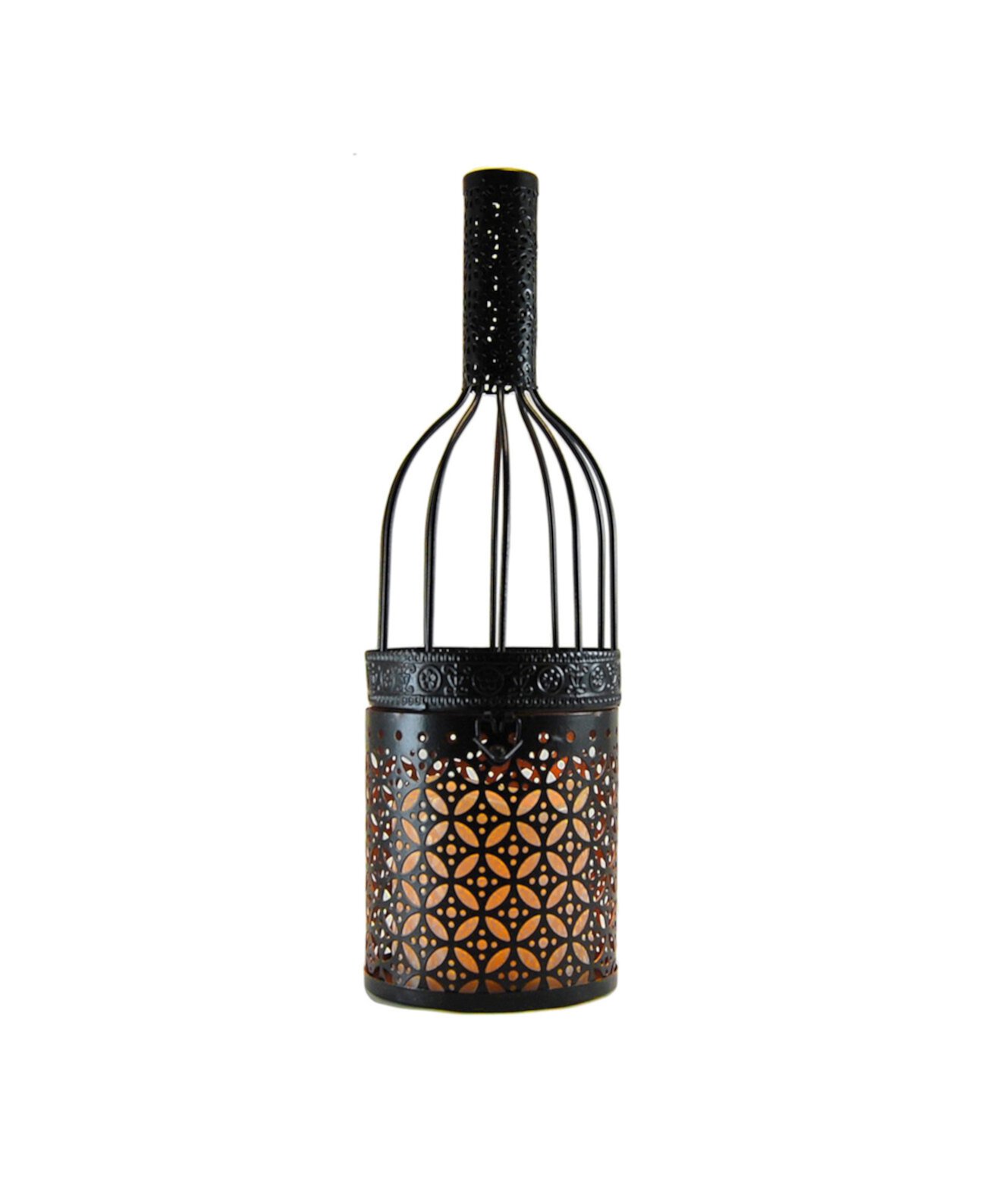 Металлический фонарь Lumabase Black Wine Bottle со светодиодной свечой JH Specialties Inc / Lumabase