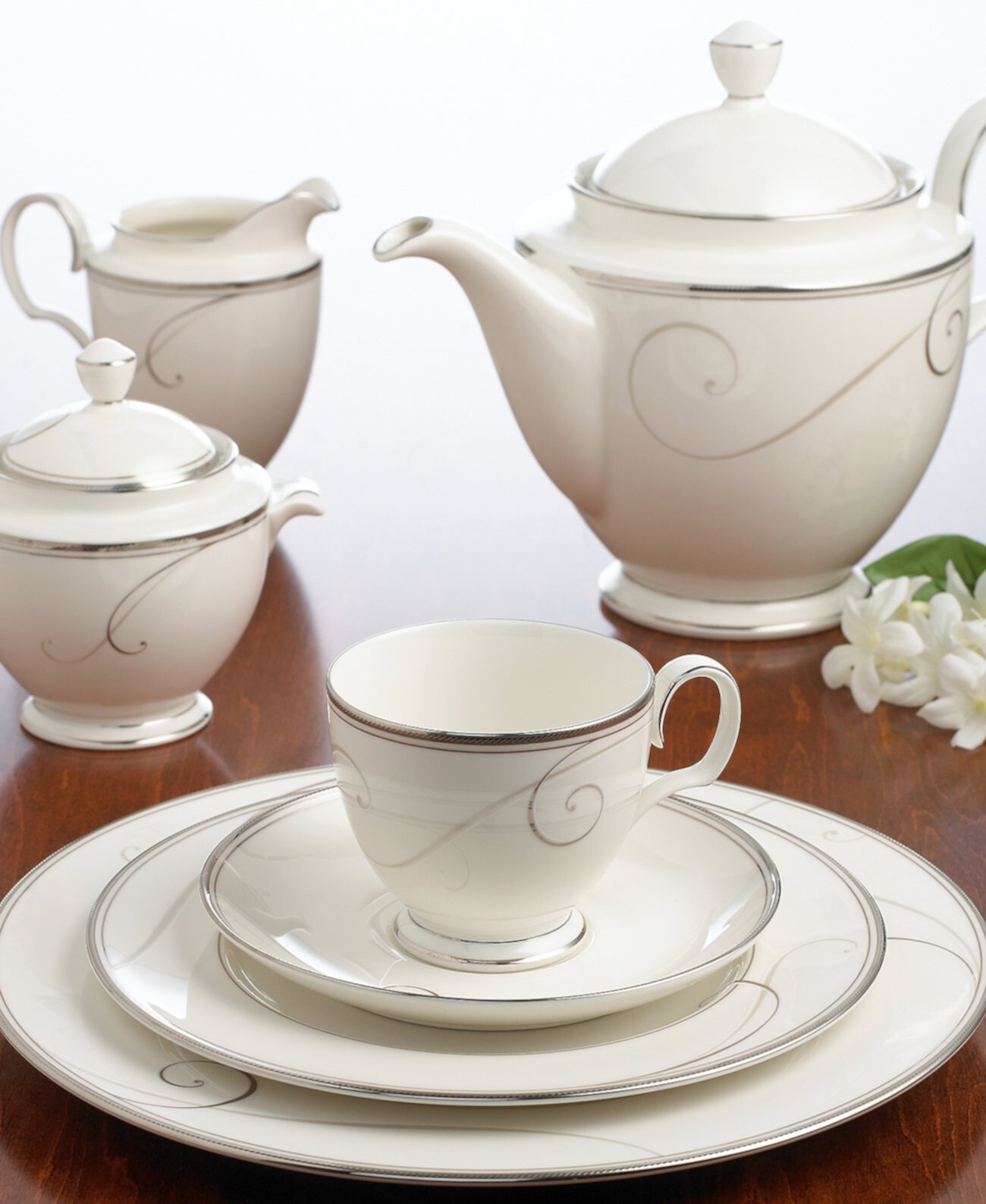 Platinum Wave Sugar Creamer Set Noritake