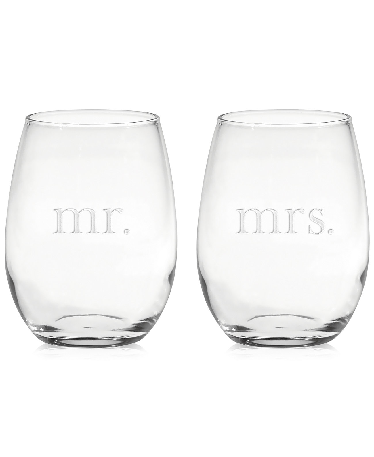 Mr. & Mrs. Stemless Wine Glasses, Set of 2 Culver