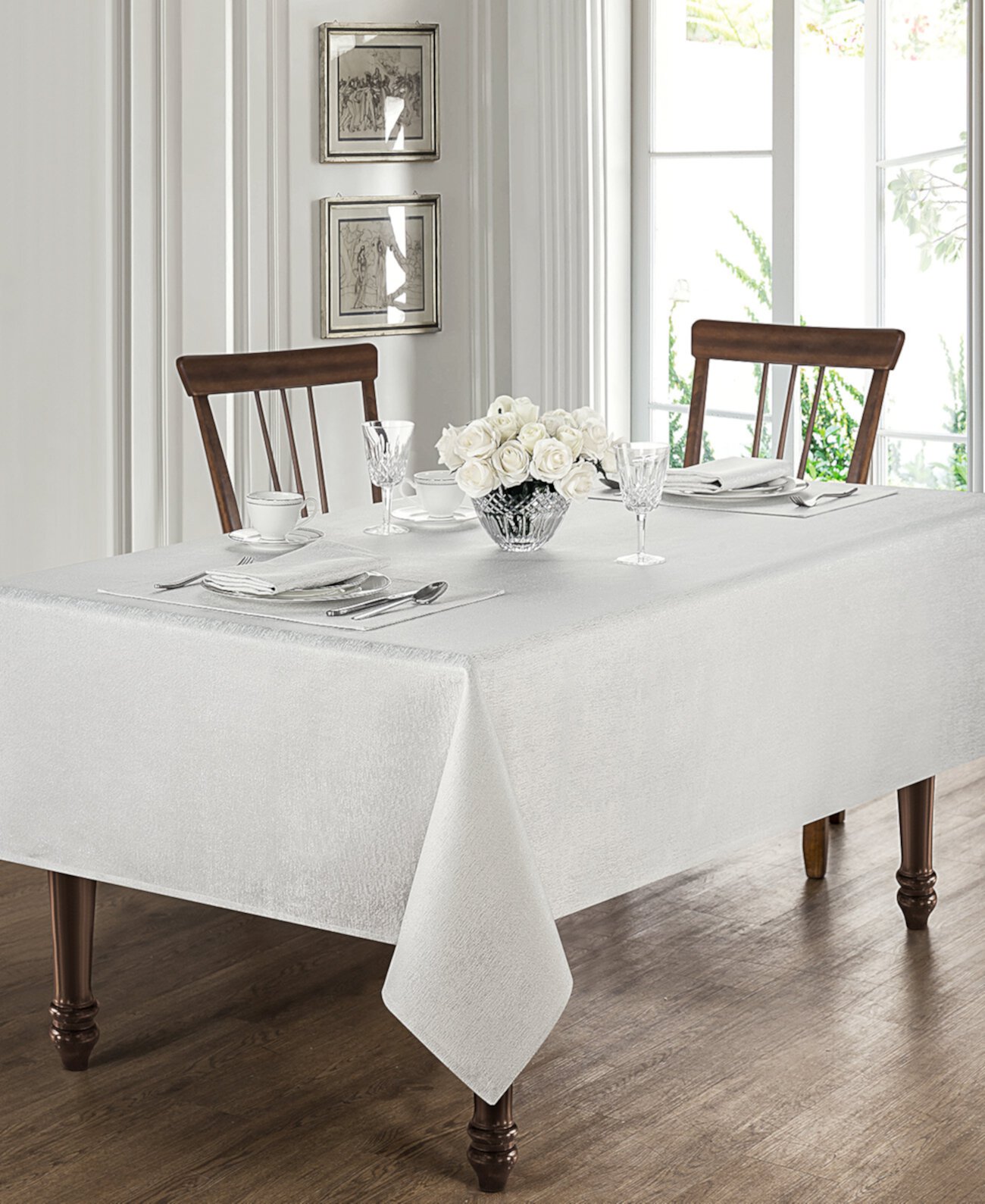 Moonscape White 70" x 84" Tablecloth Waterford