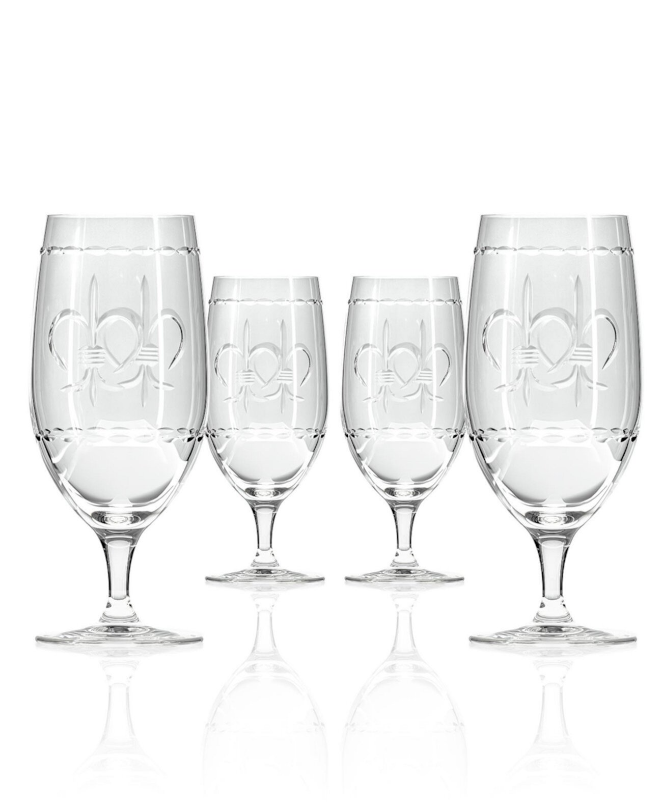 Бокалы для холодного чая Fleur De Lis, 16 oz, набор из 4 штук, высота 7.5 дюймов Rolf Glass