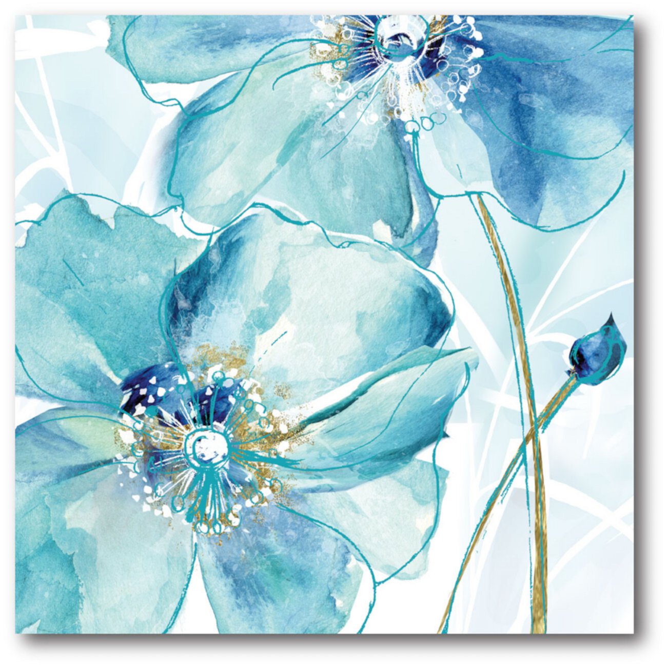 Светло-голубой цветок I - настенная живопись на холсте, завернутая в галерею - 16 "x 16" Courtside Market