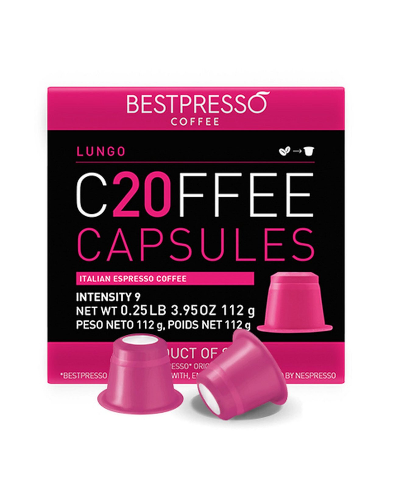 Кофе со вкусом лунго 120 капсул в упаковке для оригинальной кофемашины Nespresso Bestpresso