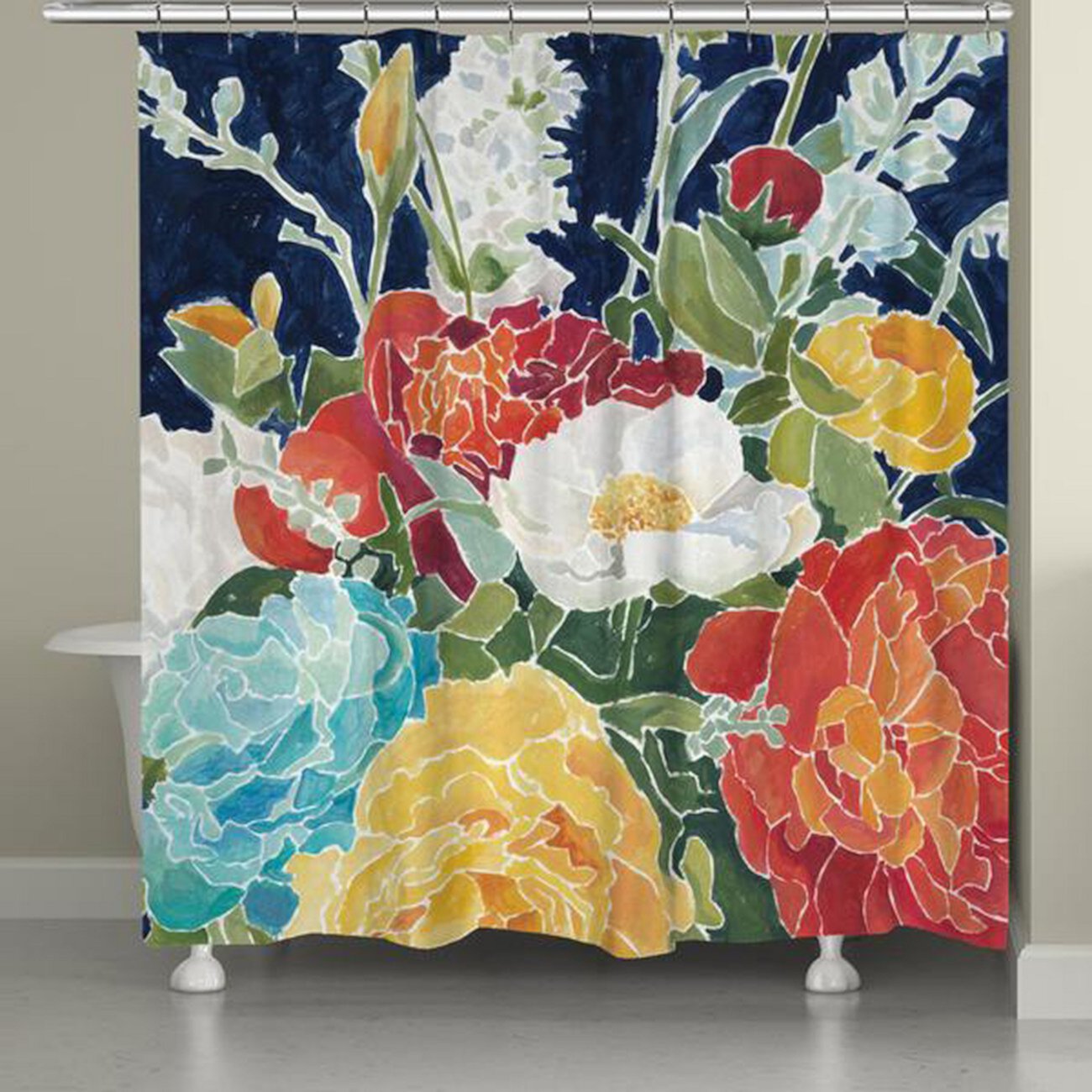 Полуночная занавеска для душа с цветочным рисунком Laural Home