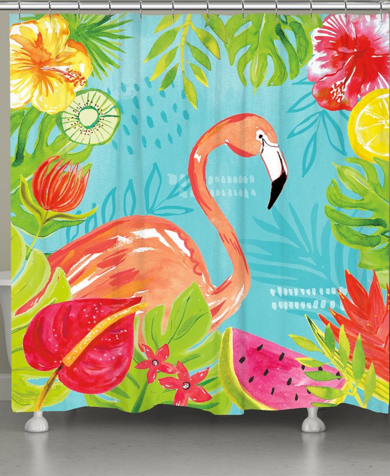 Занавеска для душа Tutti Fruity Flamingo Laural Home