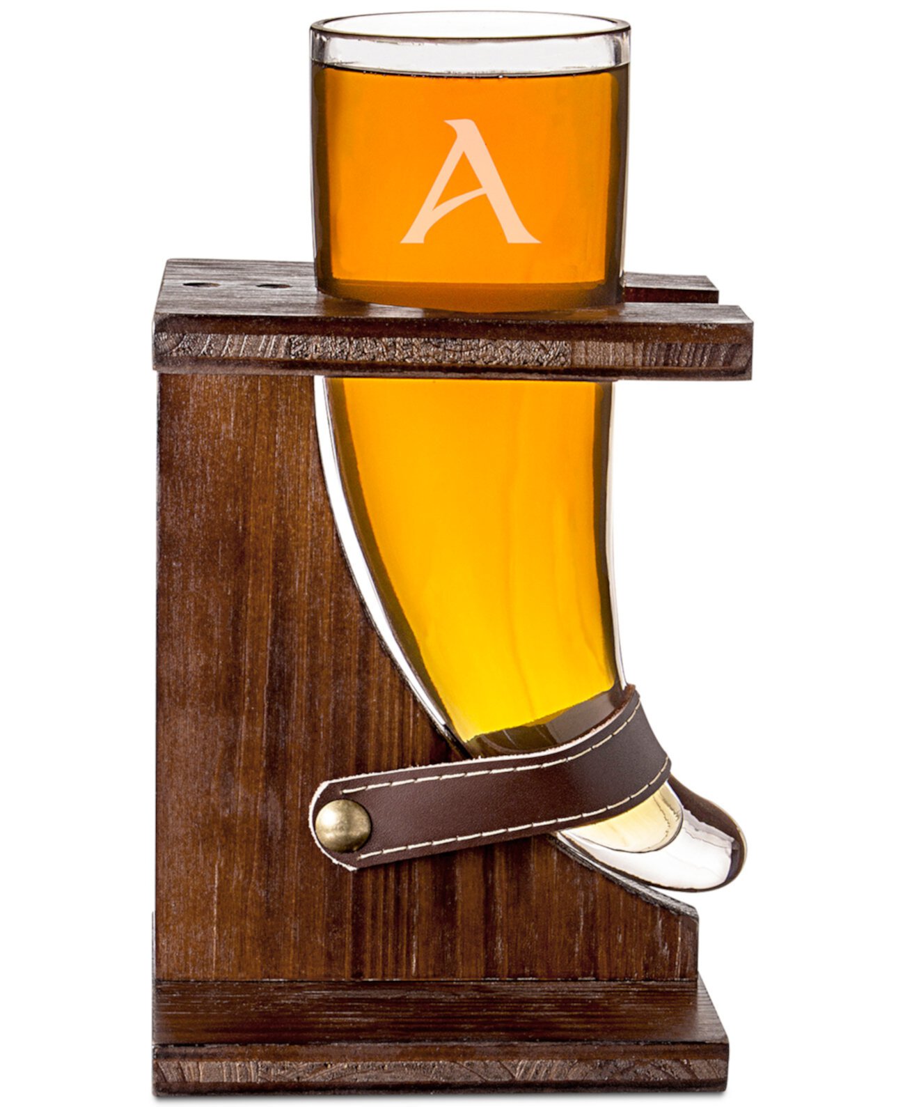 Персонализированный стеклянный рожок для пива Viking и подставка Cathy's Concepts