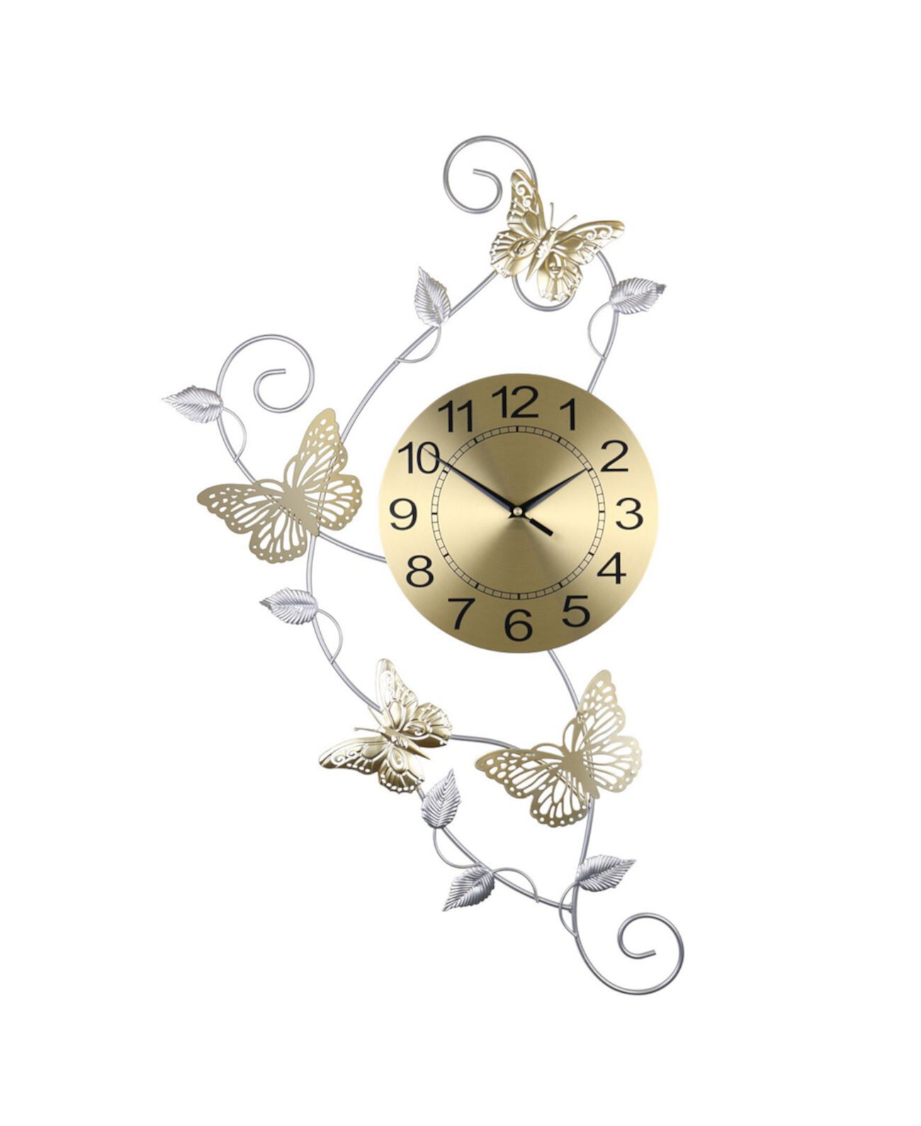 Настенные часы с бабочками и листьями Three Star