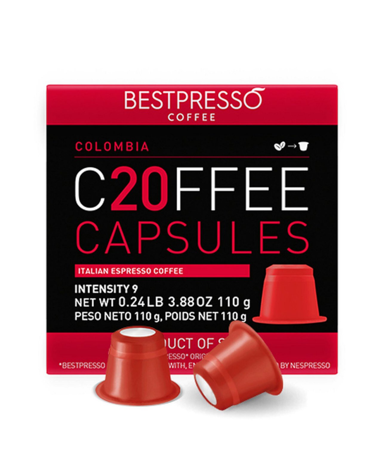 Кофе со вкусом Колумбии, 20 капсул в упаковке для оригинальной кофемашины Nespresso Bestpresso