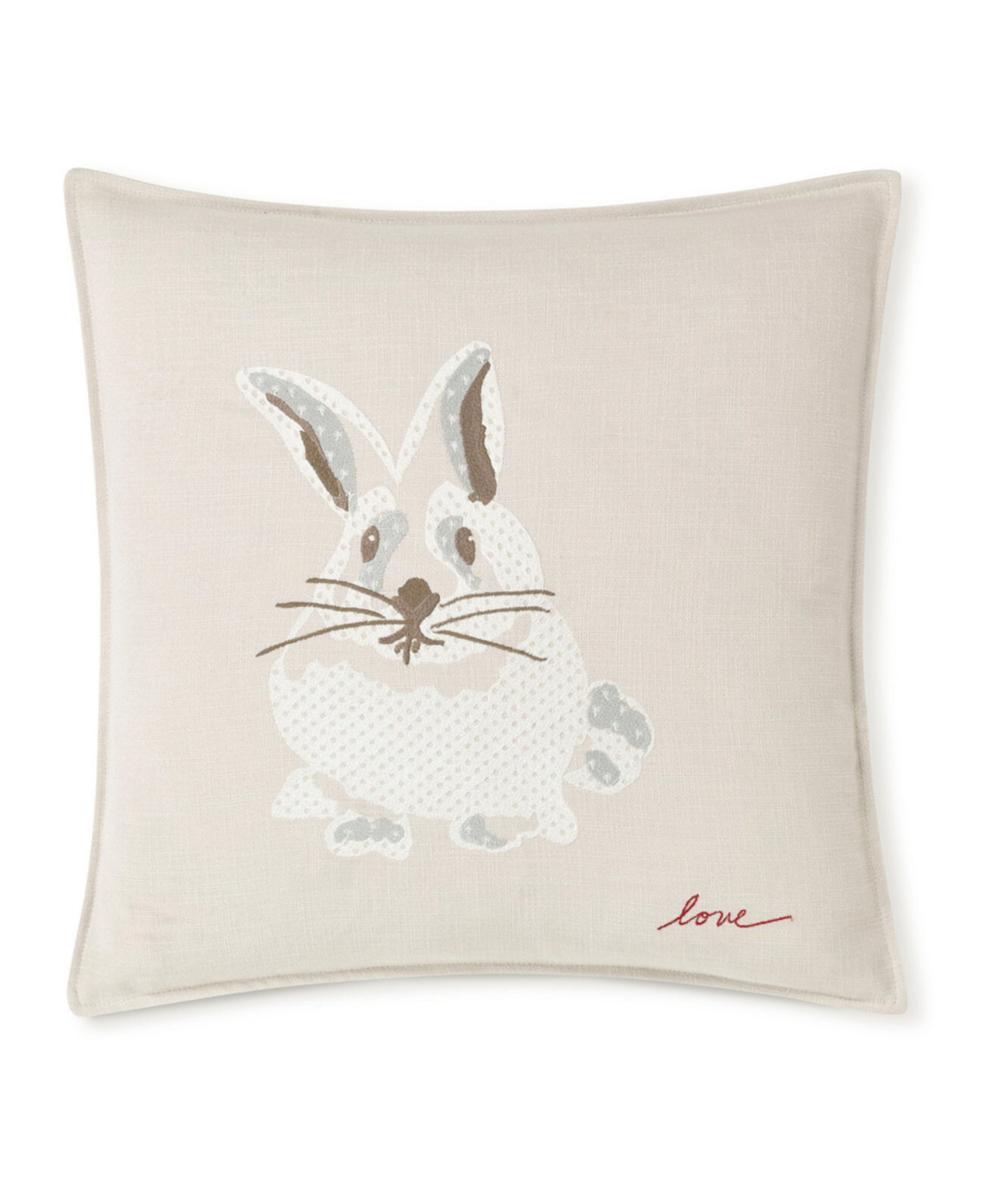Квадратная подушка с вышивкой в виде кролика шириной 20 дюймов x 20 дюймов (ширина) ED Ellen DeGeneres