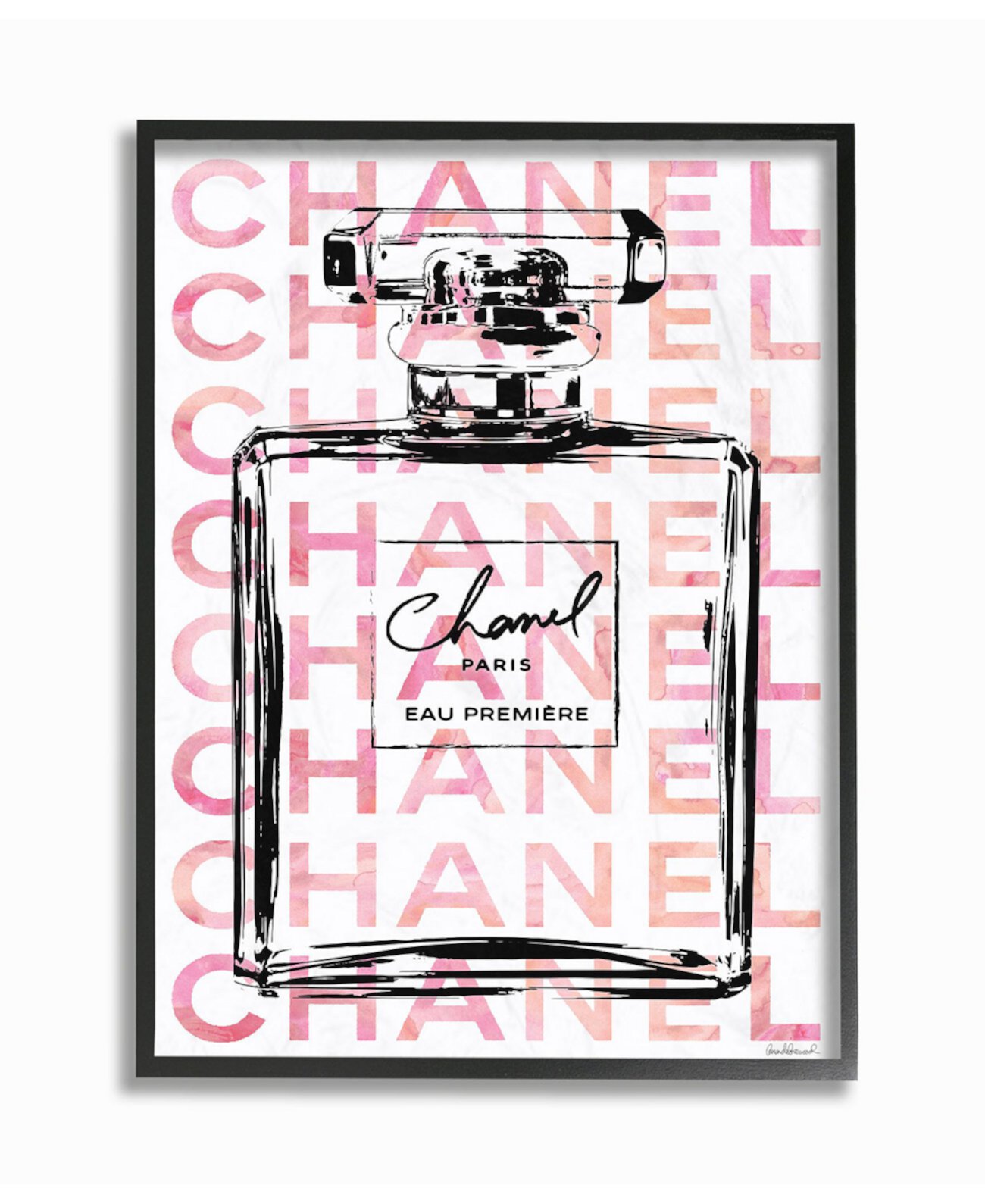 Флакон для духов Glam с надписью "Жикле" в розовой и черной рамке, 16 "x 20" Stupell Industries