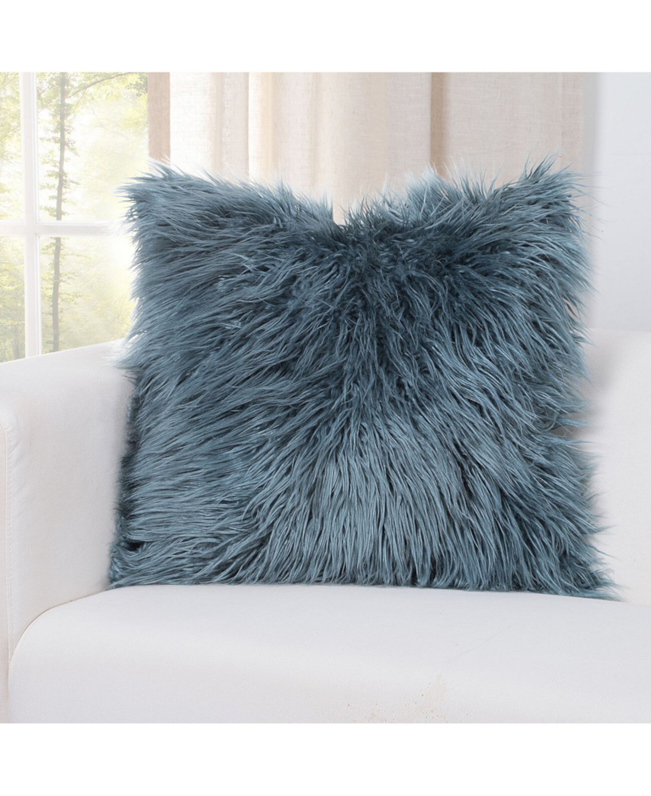 Дизайнерская декоративная подушка 16 дюймов из искусственного меха ламы из бирюзового меха PoloGear