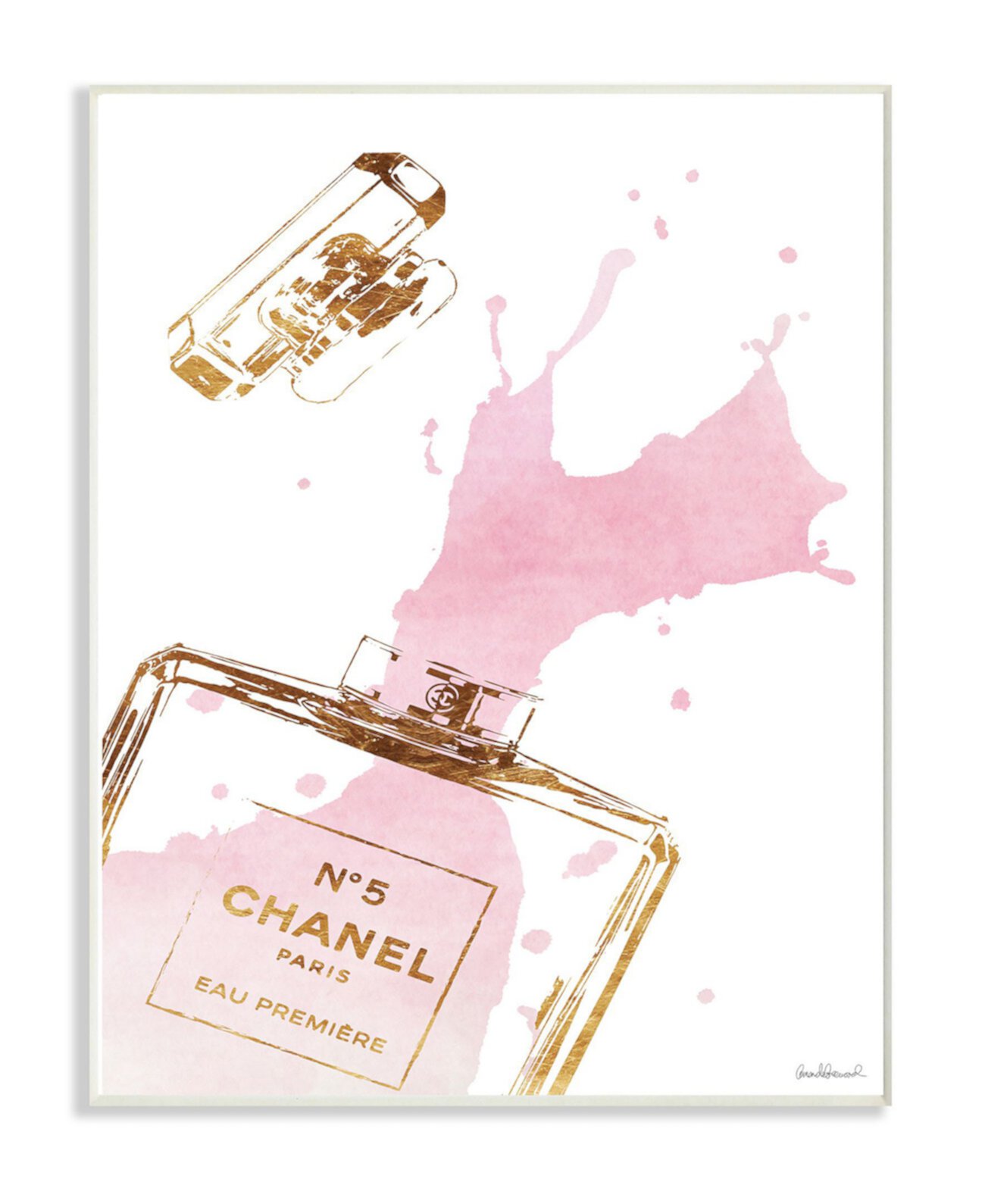 Настенная табличка из розового золота Glam Perfume Bottle Splash, 12,5 "x 18,5" Stupell Industries