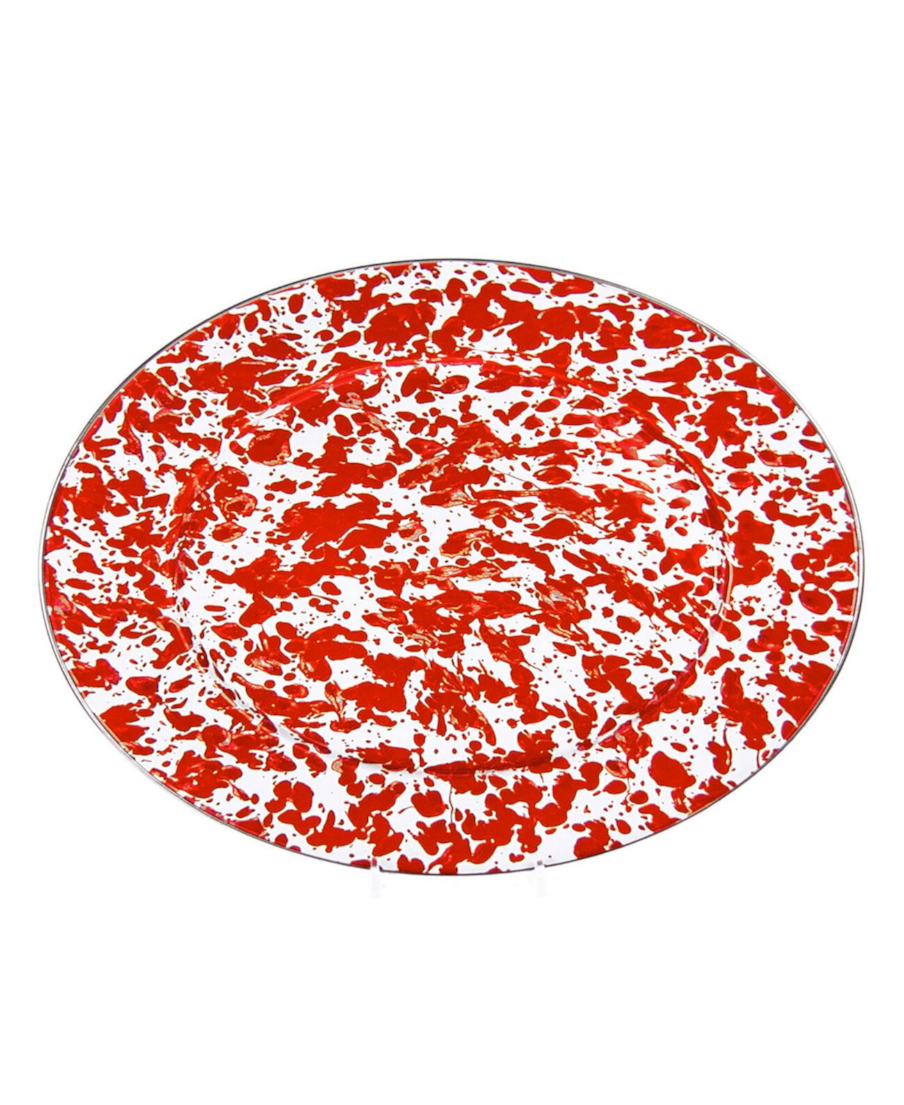 Коллекция эмалированной посуды Red Swirl Овальная тарелка 16 x 12 дюймов Golden Rabbit