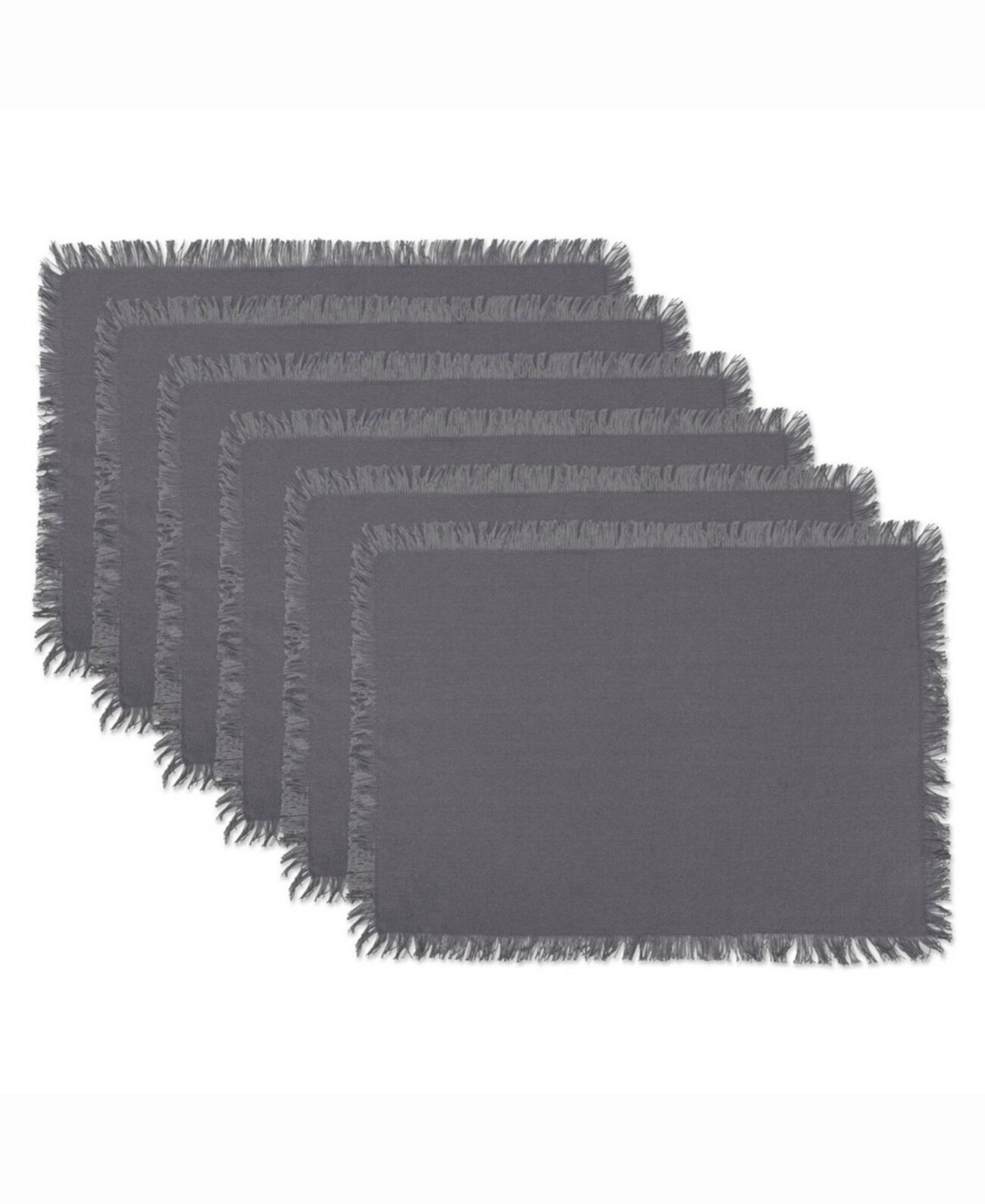 Твердые серые тяжелые салфетки с бахромой, набор из 6 Design Imports