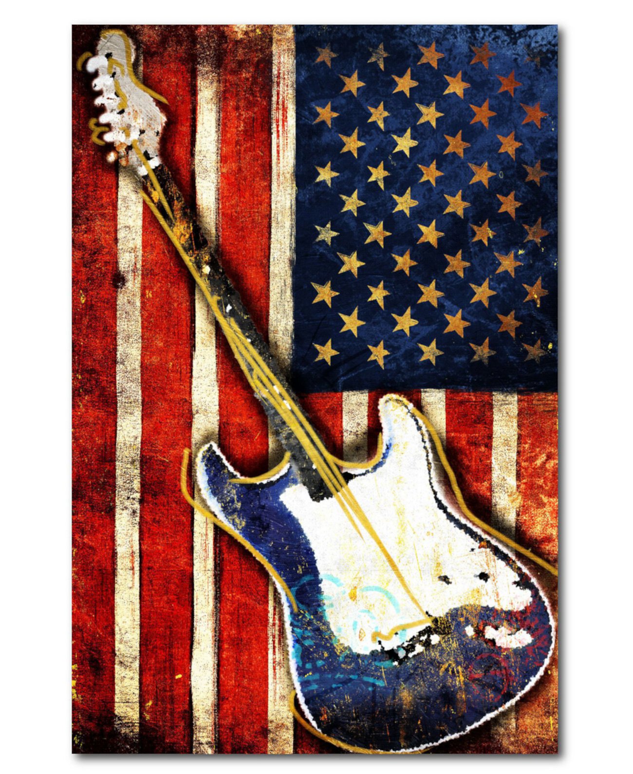 Картина на холсте с патриотической гитарой - 12 "x 18" Courtside Market