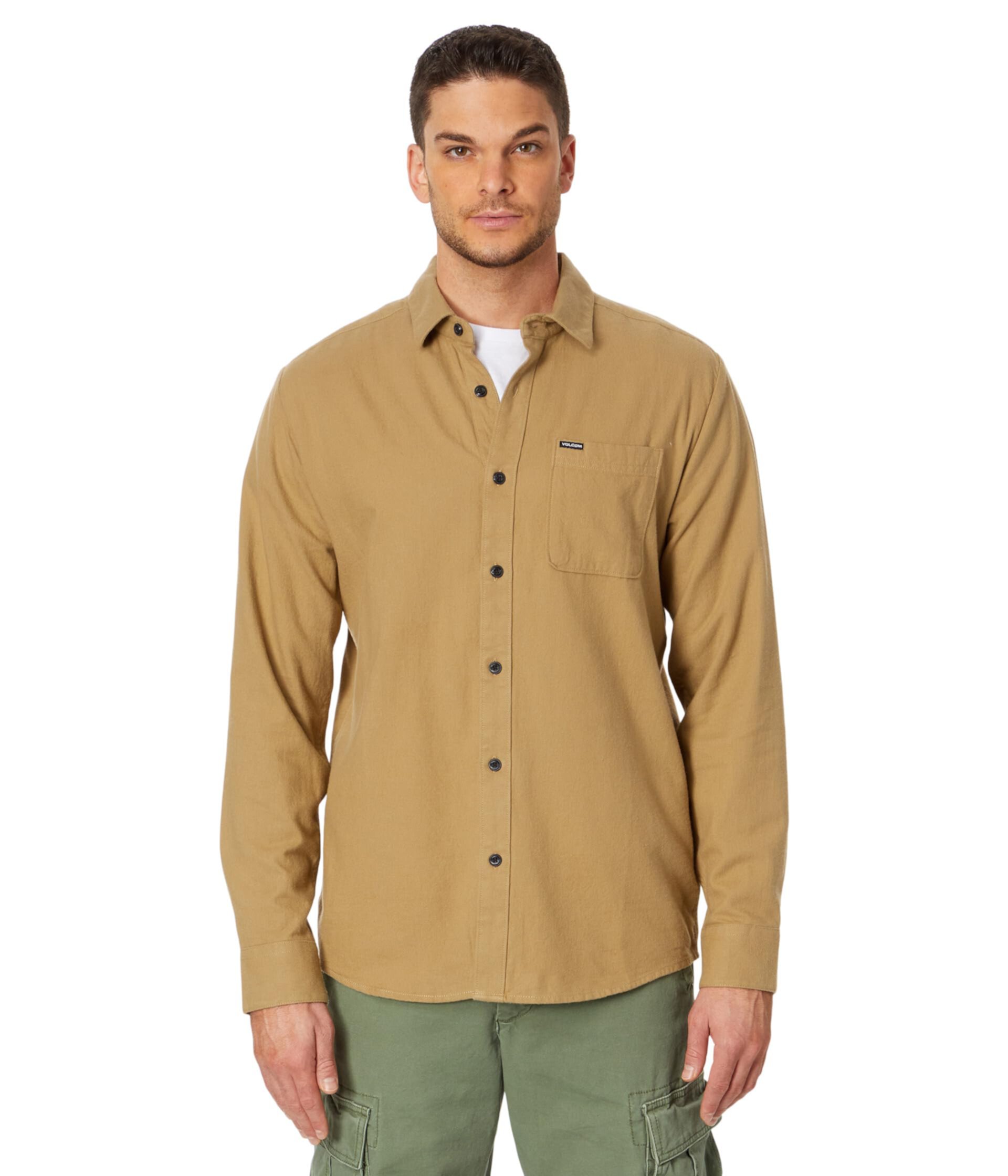 Caden Solid Long Sleeve Button-Up Volcom