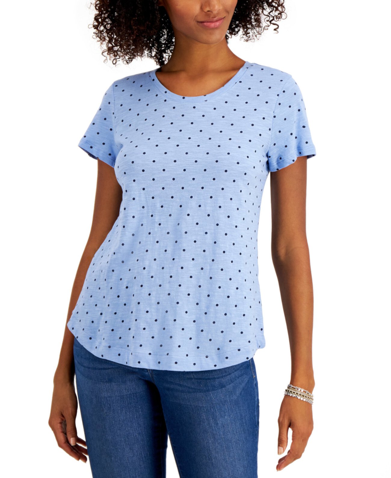 Petite Cotton Dot-Print Top, Created for Macy's Style & Co