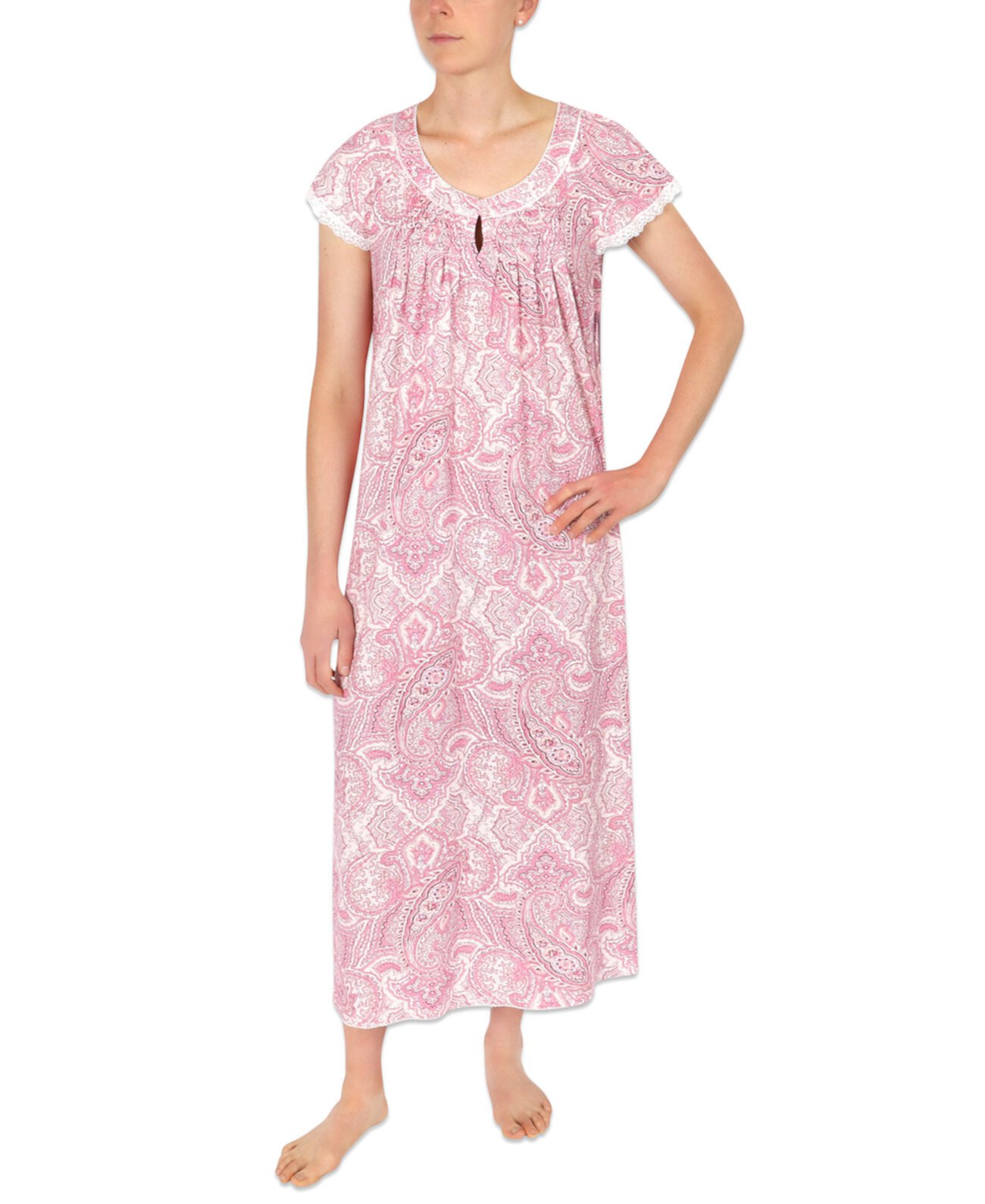 Printed Knit Long Nightgown Miss Elaine