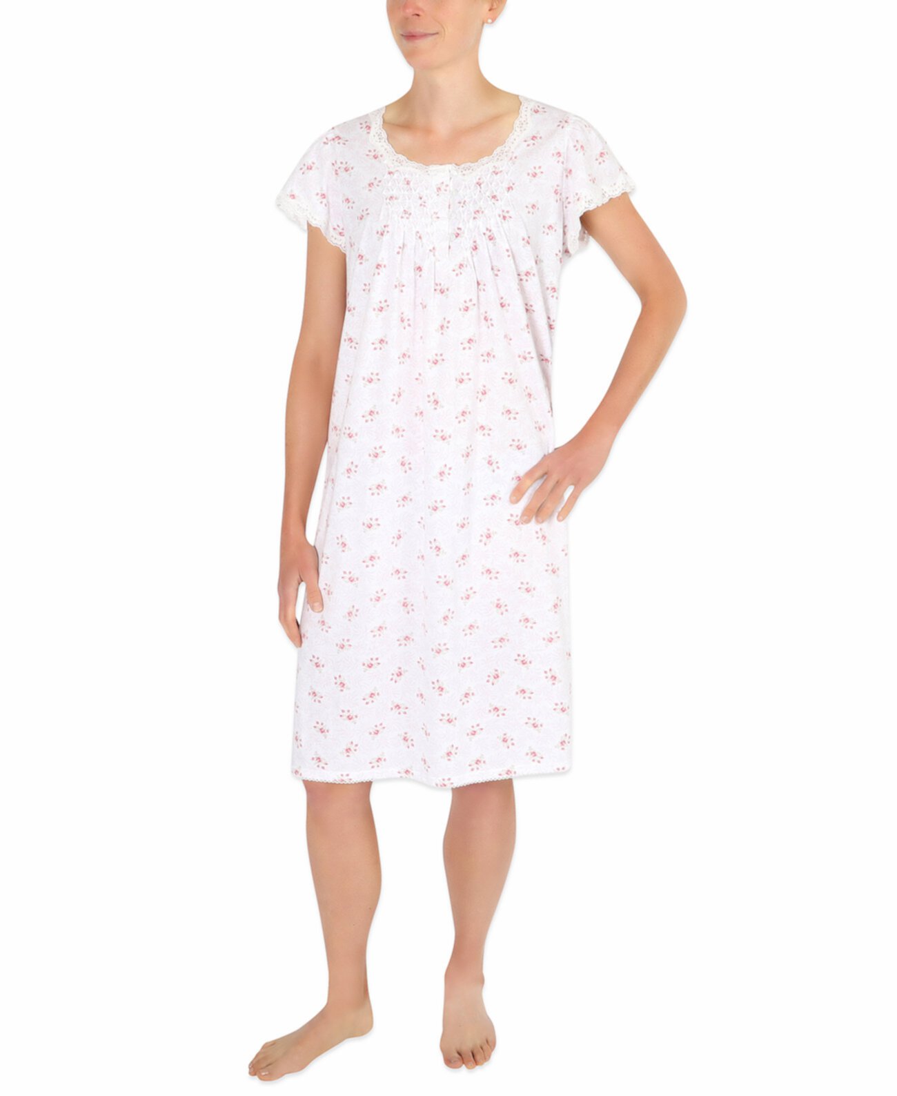 Floral-Print Knit Nightgown Miss Elaine