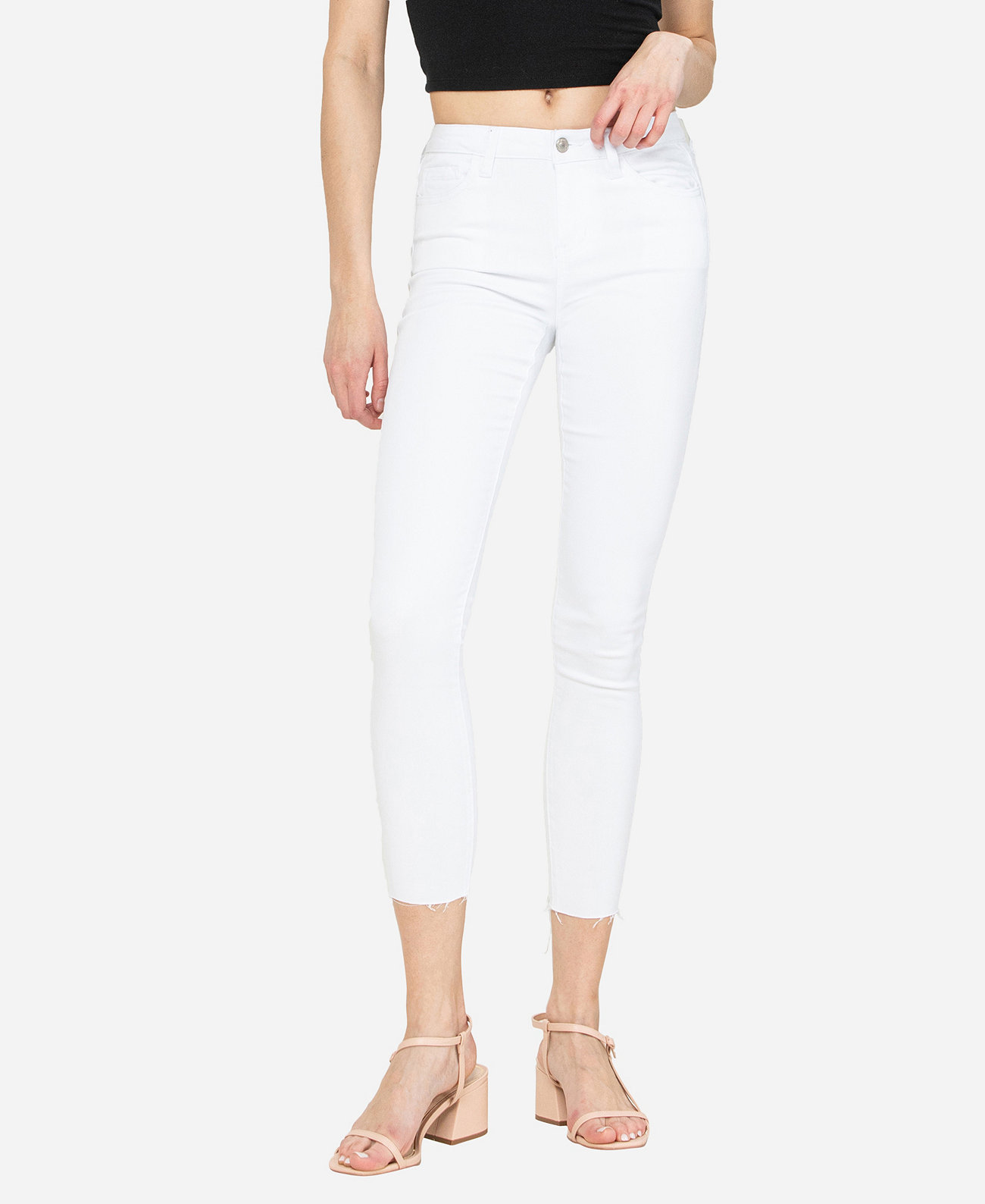 Женские укороченные джинсы скинни с чистым вырезом и чистым кроем со средней посадкой VERVET