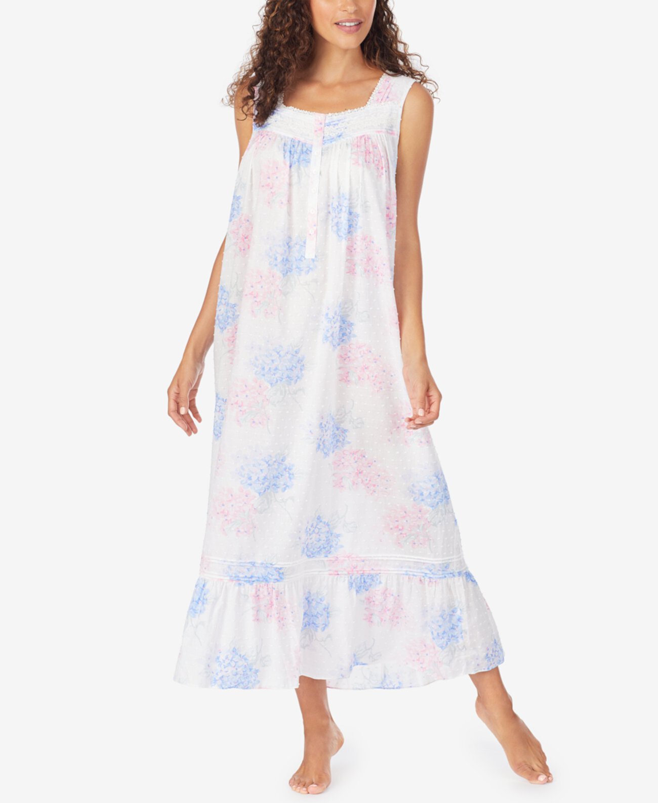 Cotton Floral Print Ballet-Length Nightgown Eileen West