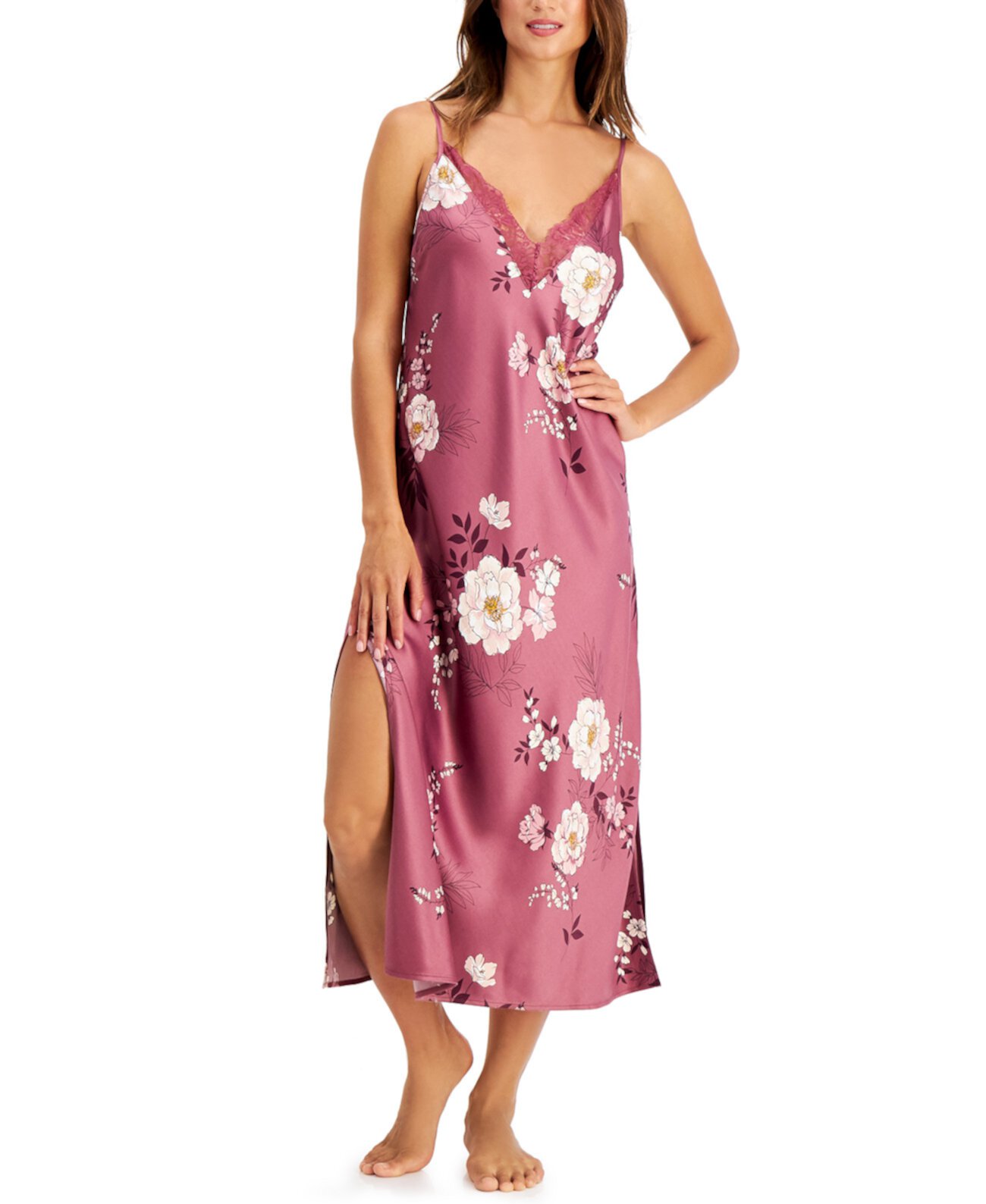 INC Floral-Print Lace Chemise Nightgown, Created for Macy's INC International Concepts