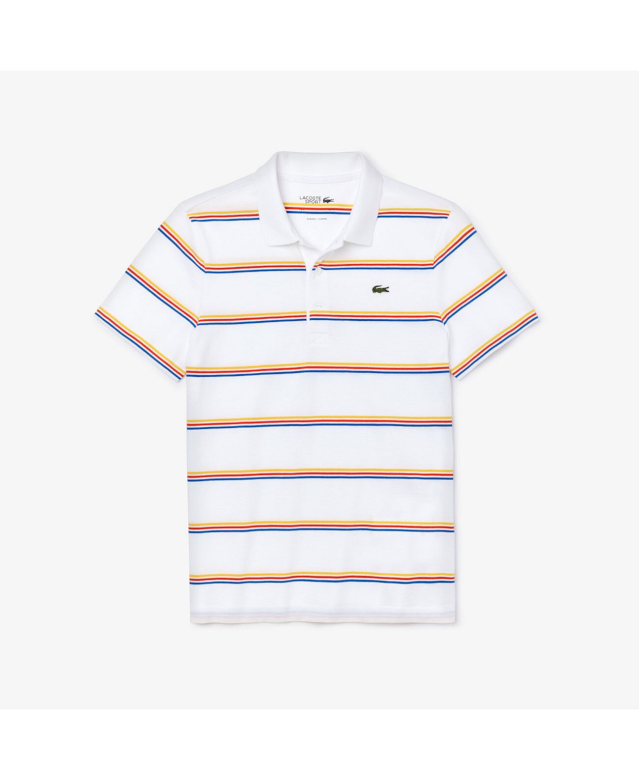 Men's SPORT Short Sleeve Polo Shirt with Tricolor Horizontal Stripes Lacoste