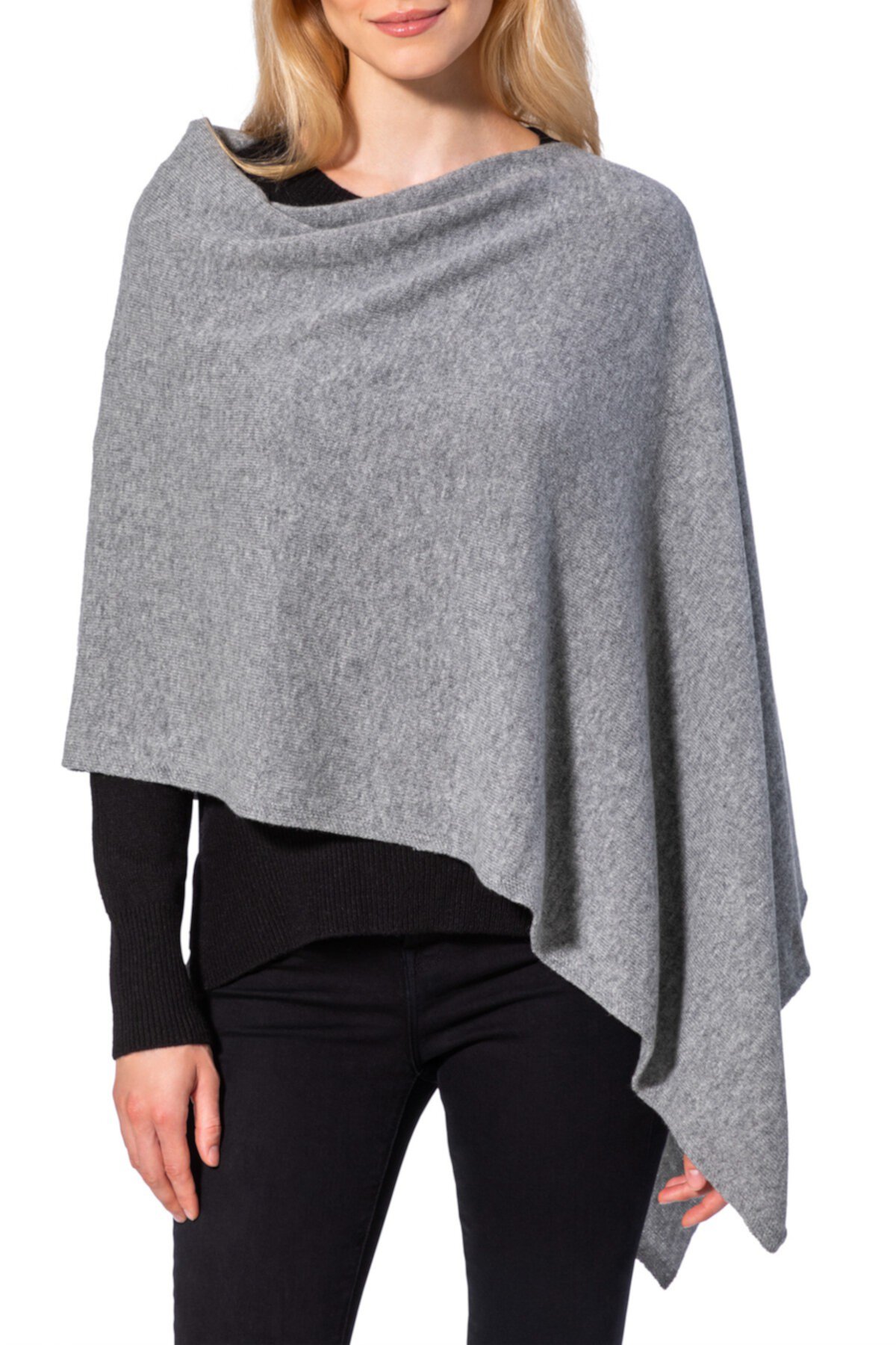 Cashmere Solid Knit Poncho AMICALE
