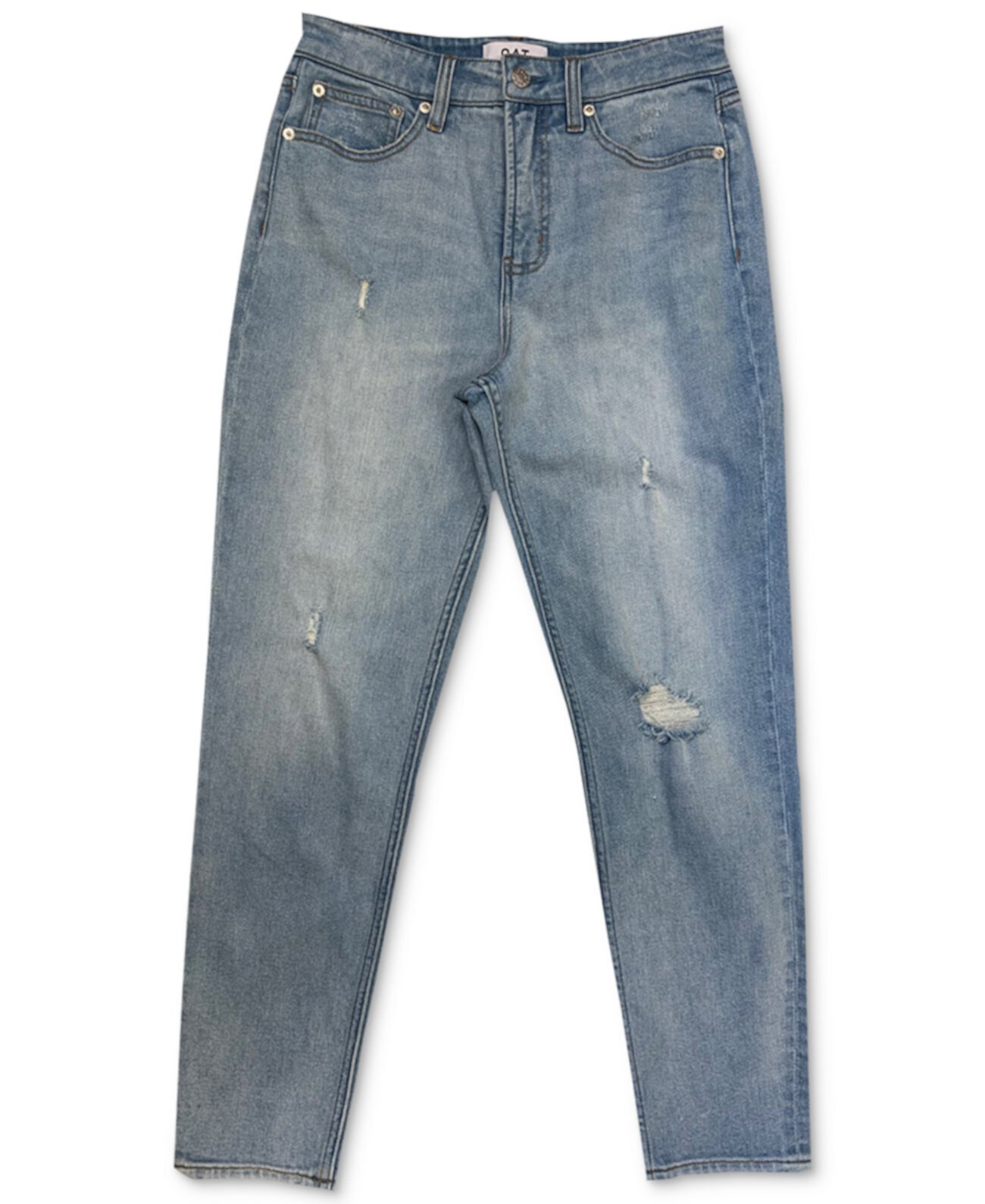Рваные прямые джинсы до щиколотки с высокой посадкой OAT