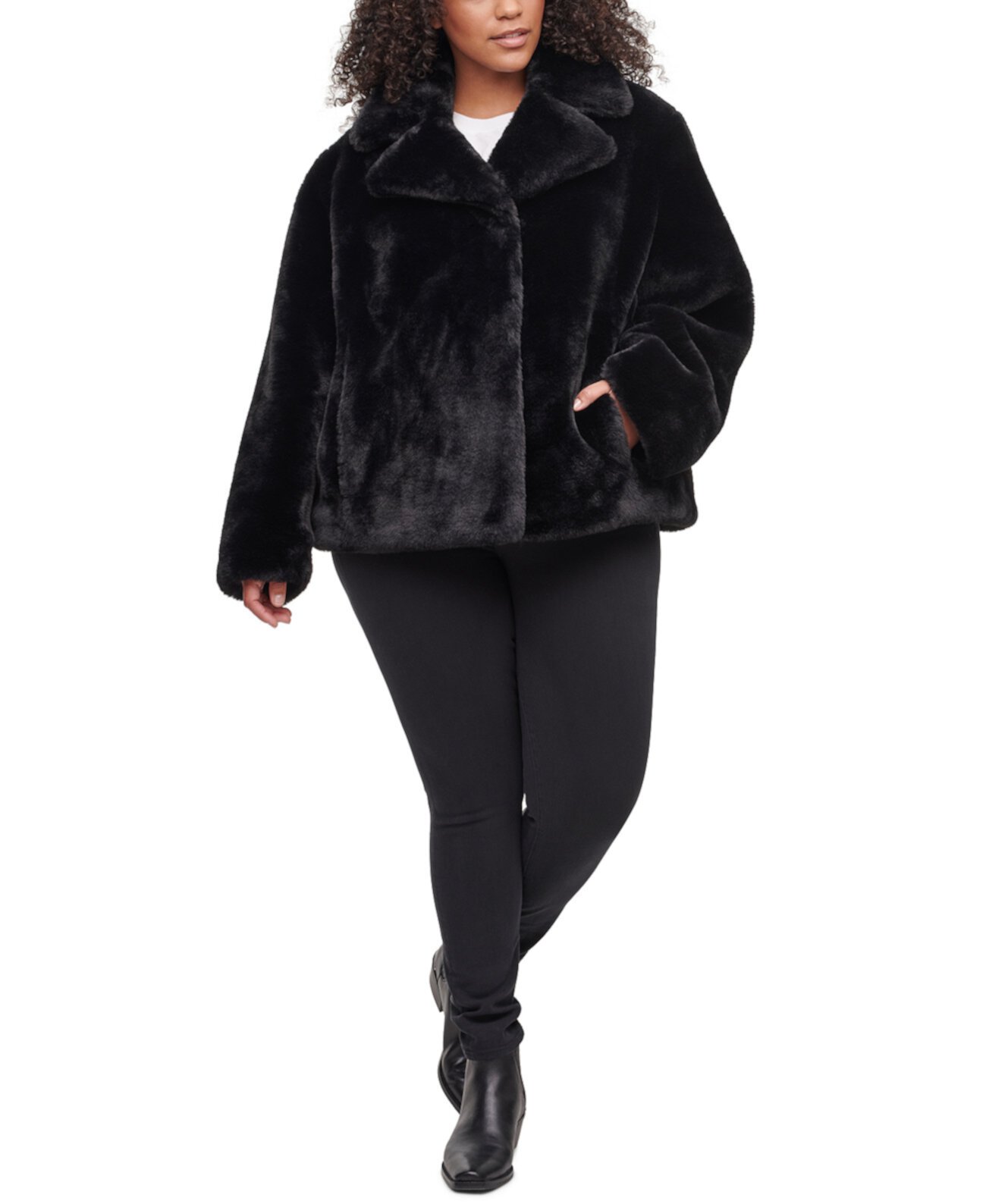 Пальто из искусственного меха больших размеров DKNY