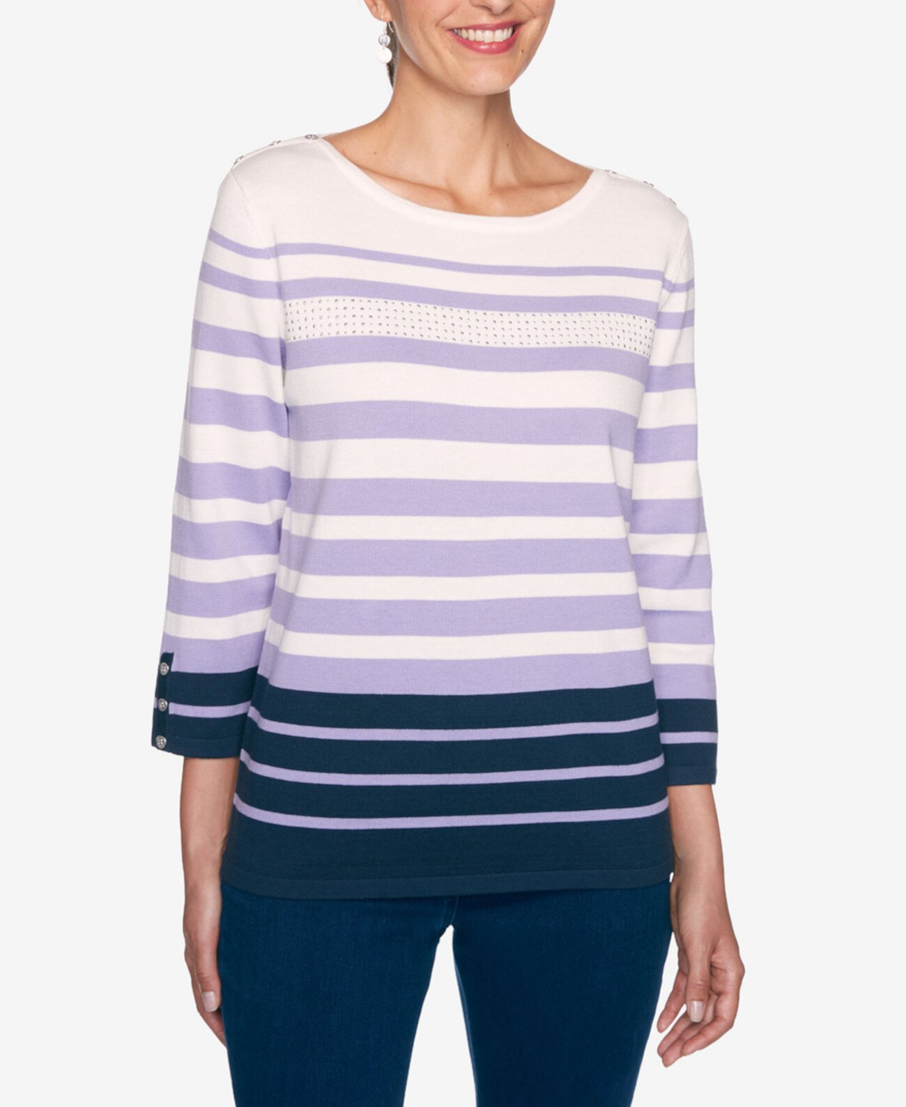 Women's Wisteria Lane Striped Sweater Alfred Dunner