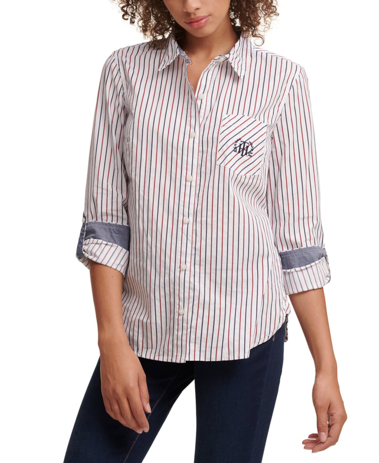 Cotton Roll Tab Sleeve Blouse Tommy Hilfiger