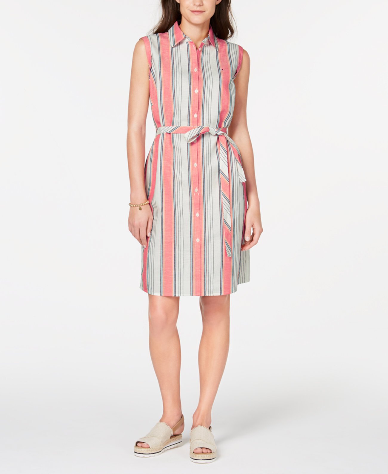 Striped Belted Shirtdress, Created for Macy's Tommy Hilfiger