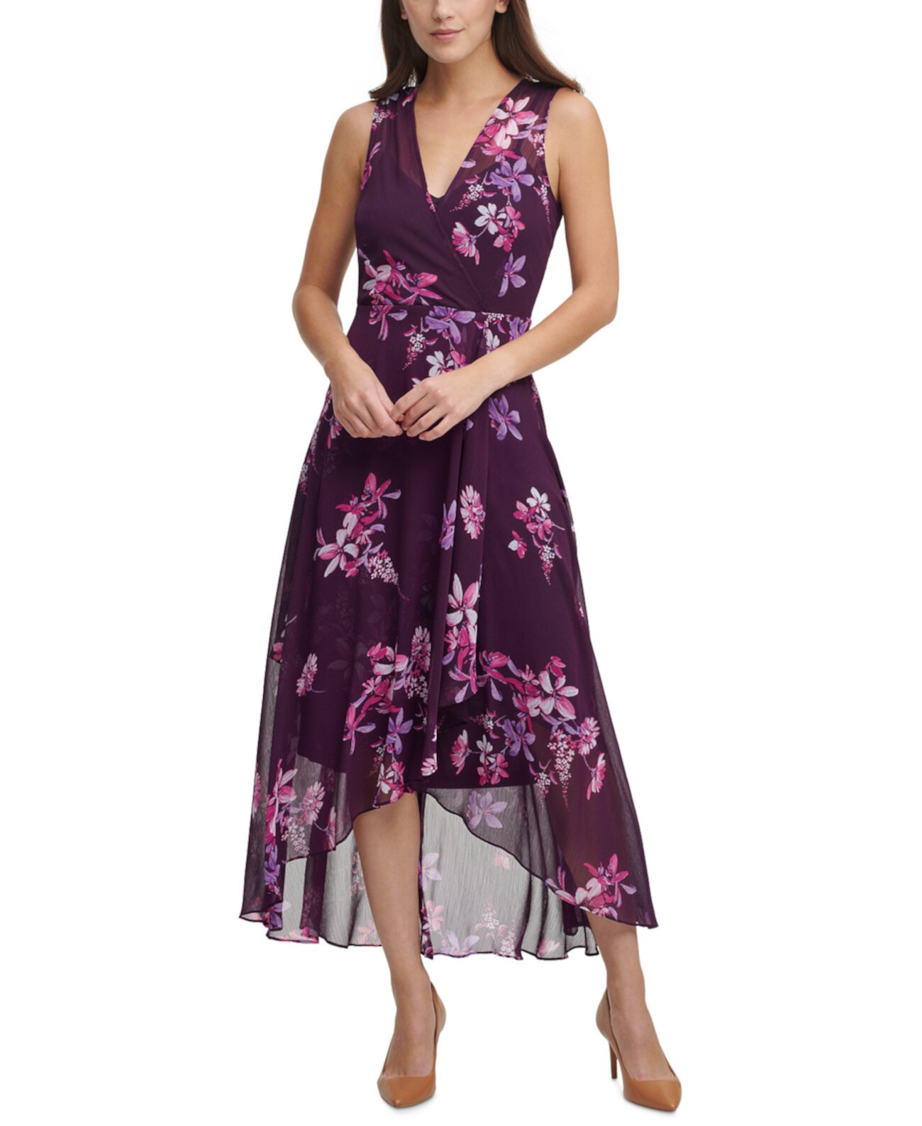 Шифоновое платье макси с цветочным принтом Calvin Klein