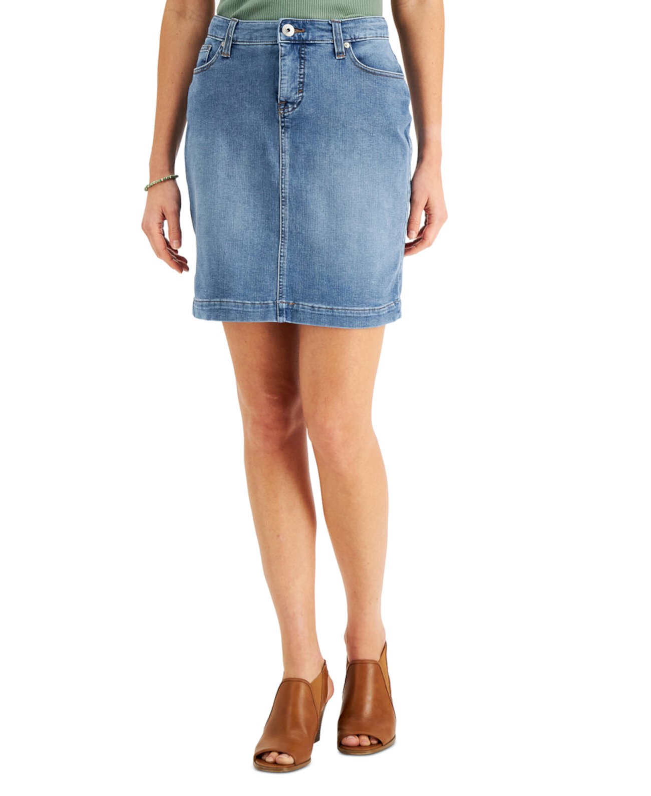 Petite Basic Denim Skirt, Created for Macy's Style & Co