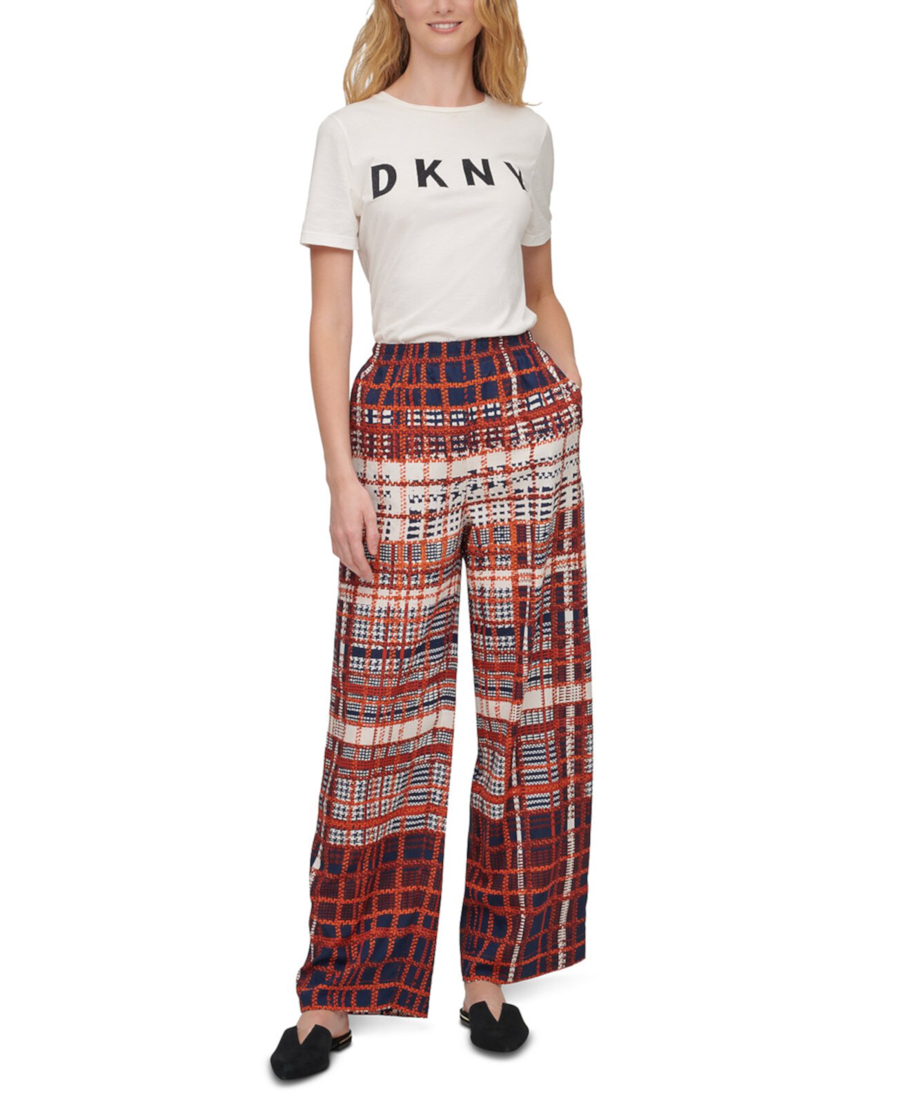 Широкие брюки в клетку DKNY